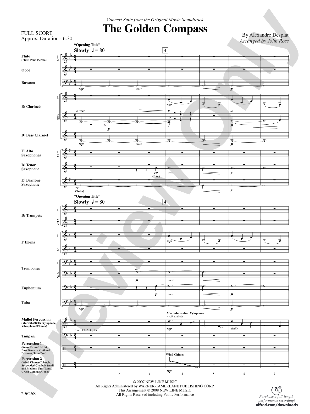 The Golden Compass: Concert Band Conductor Score & Parts