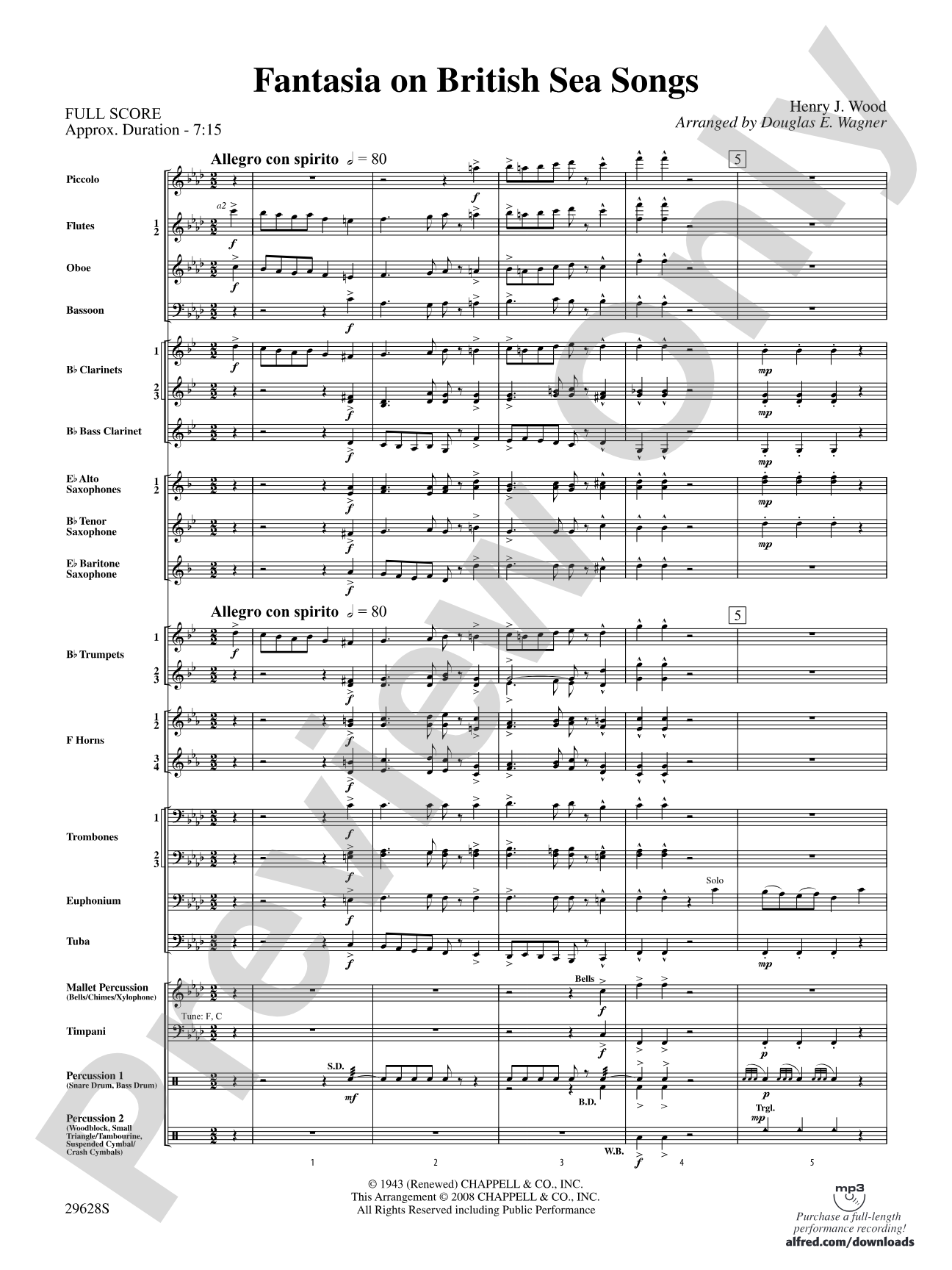 Fantasia on British Sea Songs: Concert Band Conductor Score & Parts