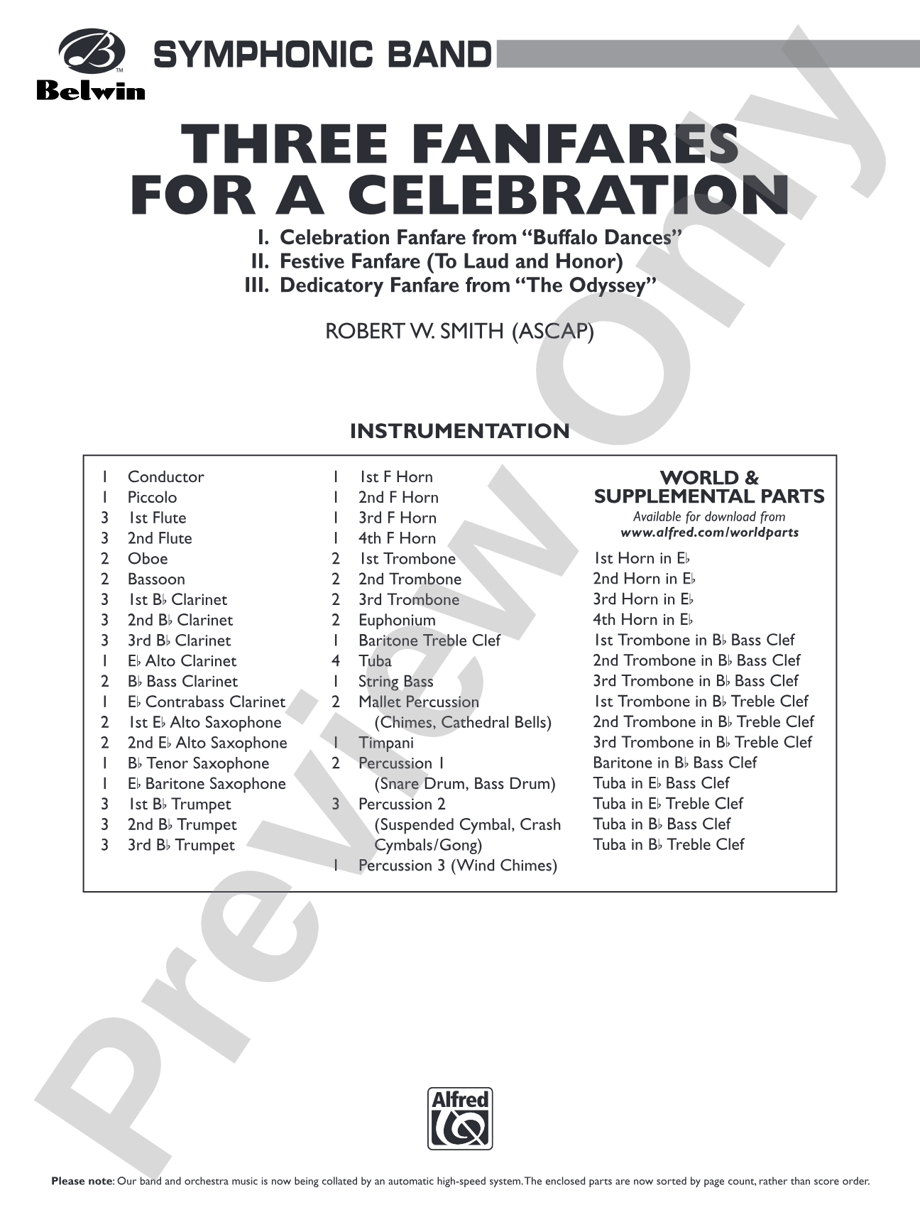 Three Fanfares for a Celebration: Concert Band Conductor Score & Parts