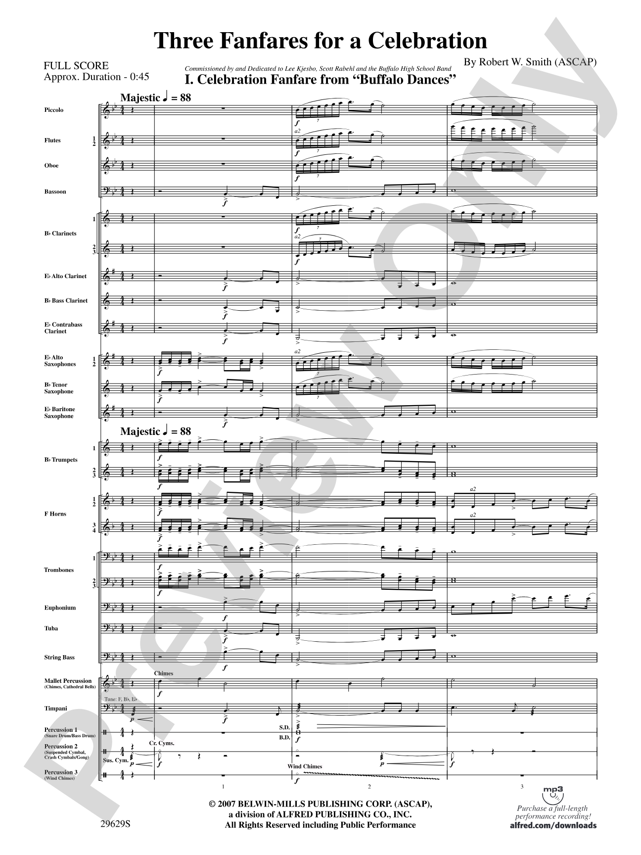 Three Fanfares for a Celebration: Concert Band Conductor Score & Parts