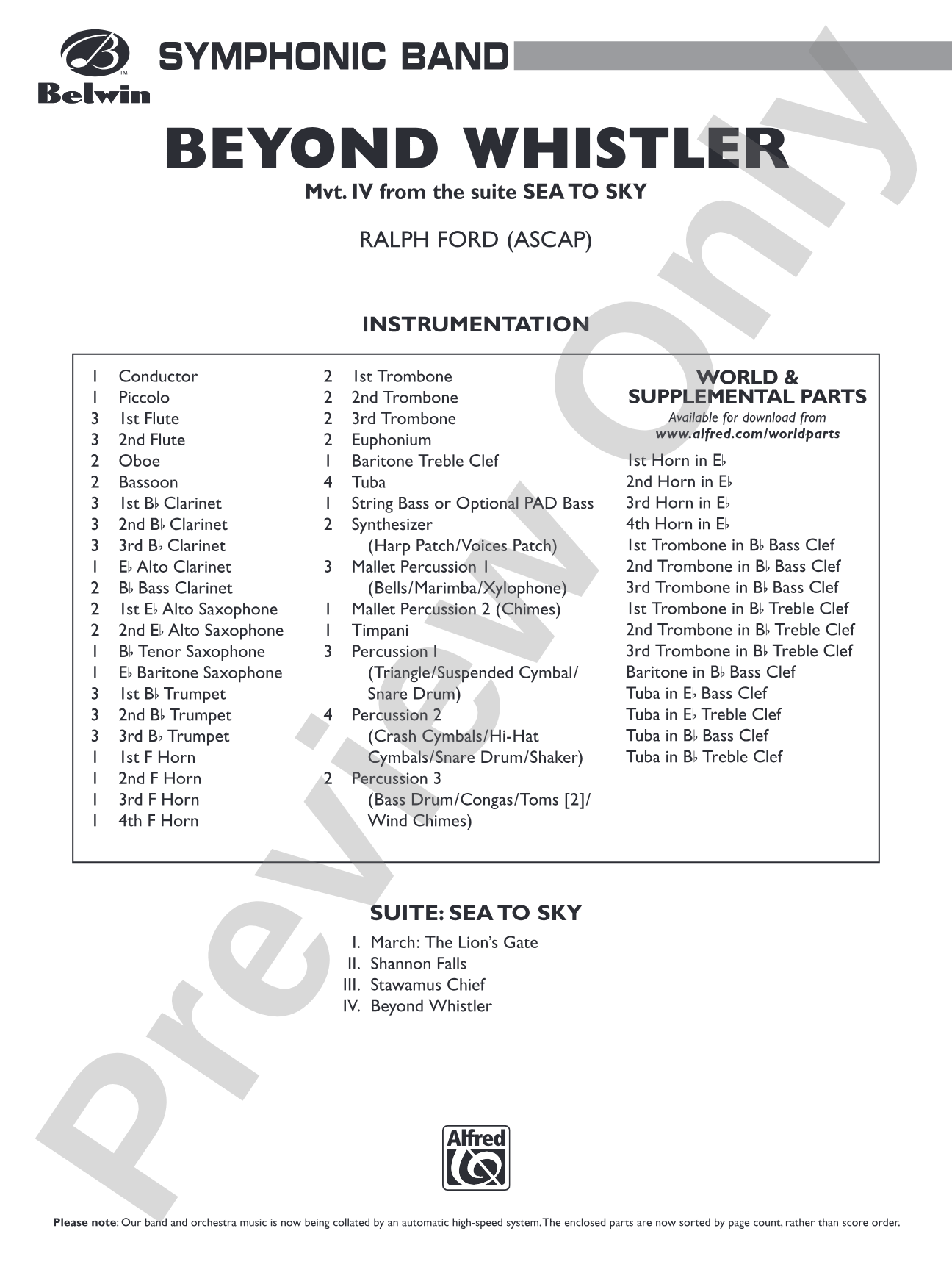 Beyond Whistler: Concert Band Conductor Score & Parts