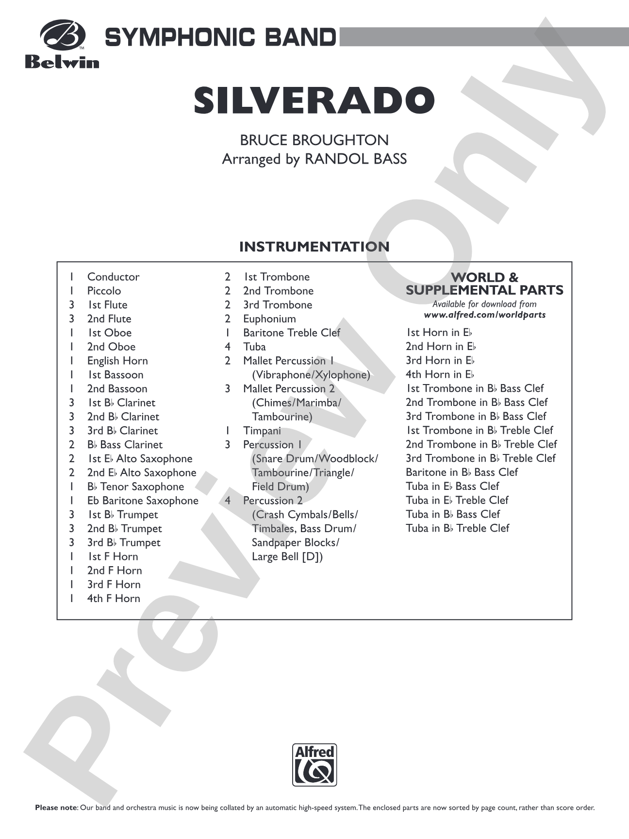Silverado: Concert Band Conductor Score & Parts