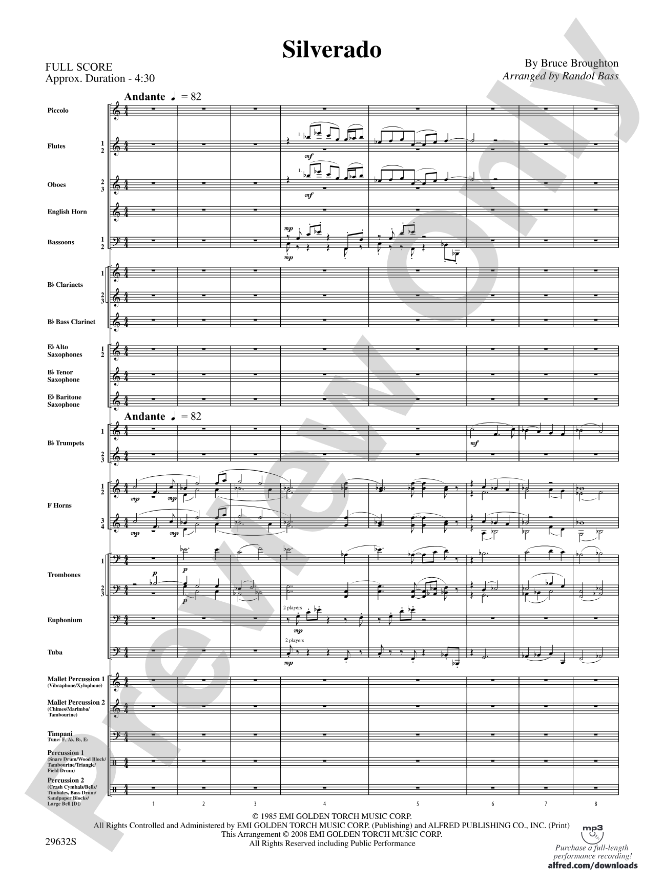 Silverado: Concert Band Conductor Score & Parts