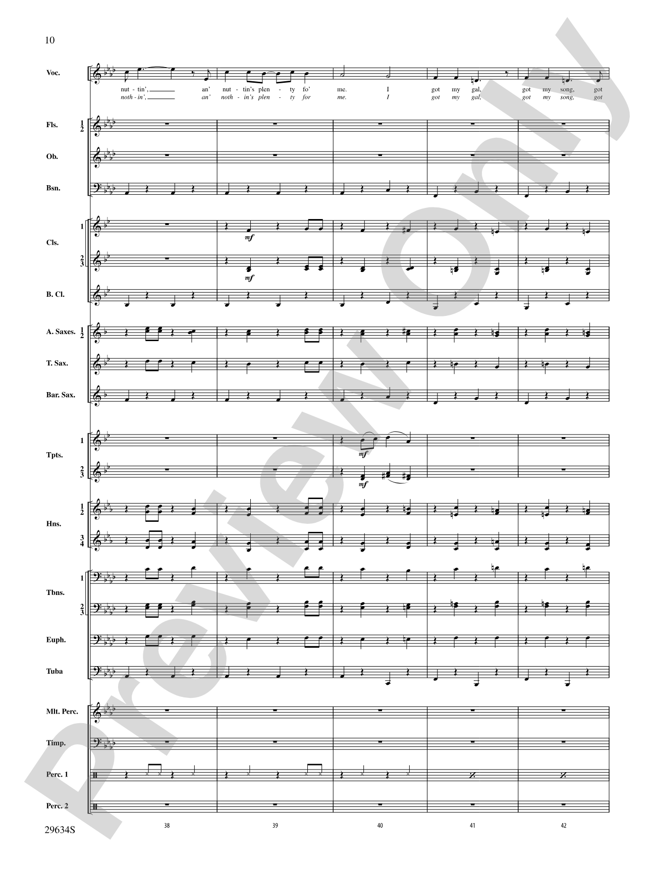 I Got Plenty o' Nuttin': Concert Band Conductor Score & Parts