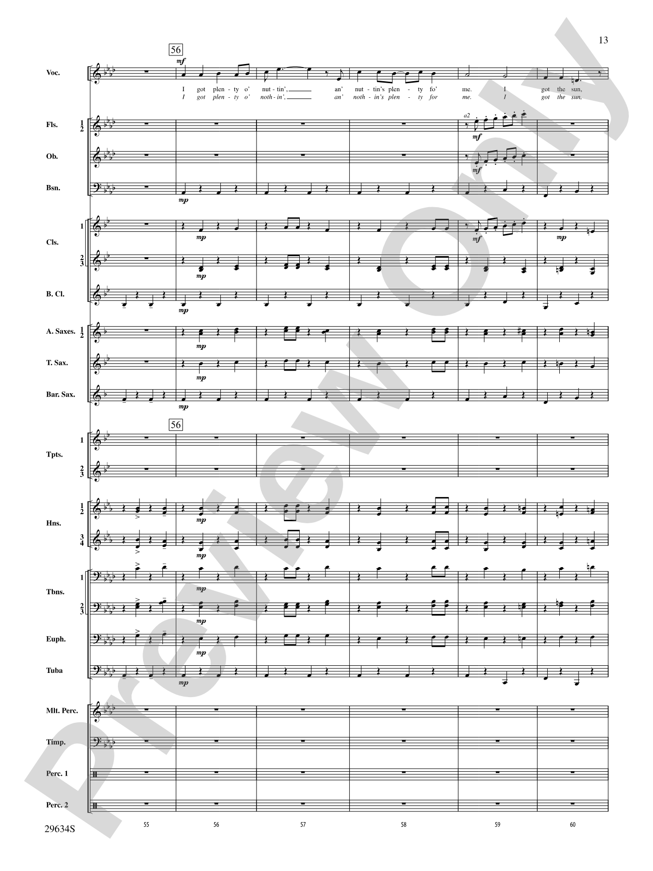 I Got Plenty o' Nuttin': Concert Band Conductor Score & Parts