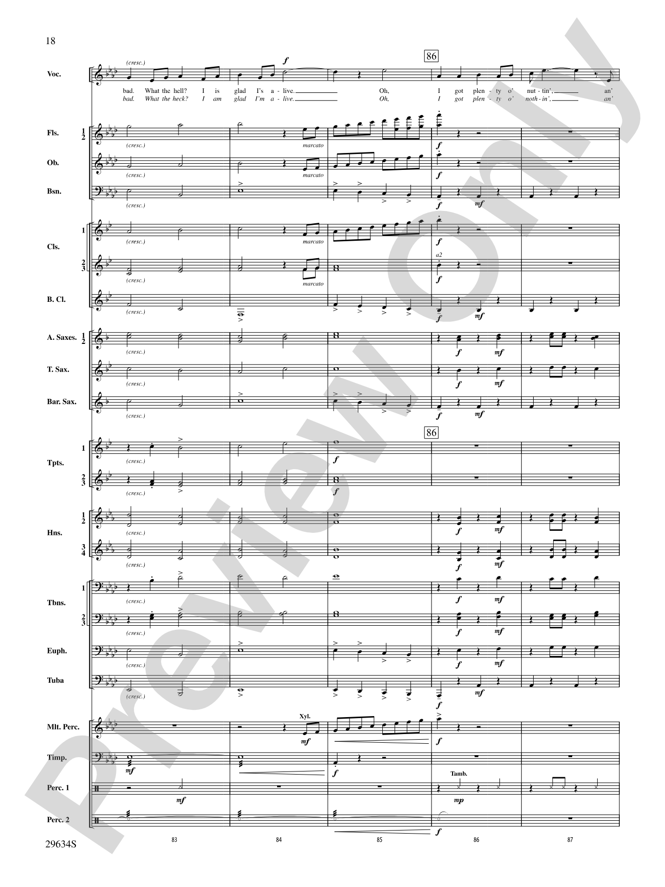 I Got Plenty o' Nuttin': Concert Band Conductor Score & Parts