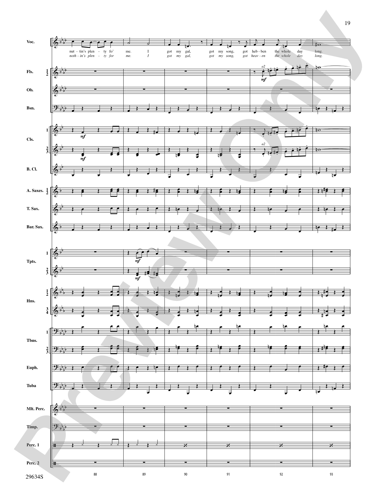 I Got Plenty o' Nuttin': Concert Band Conductor Score & Parts