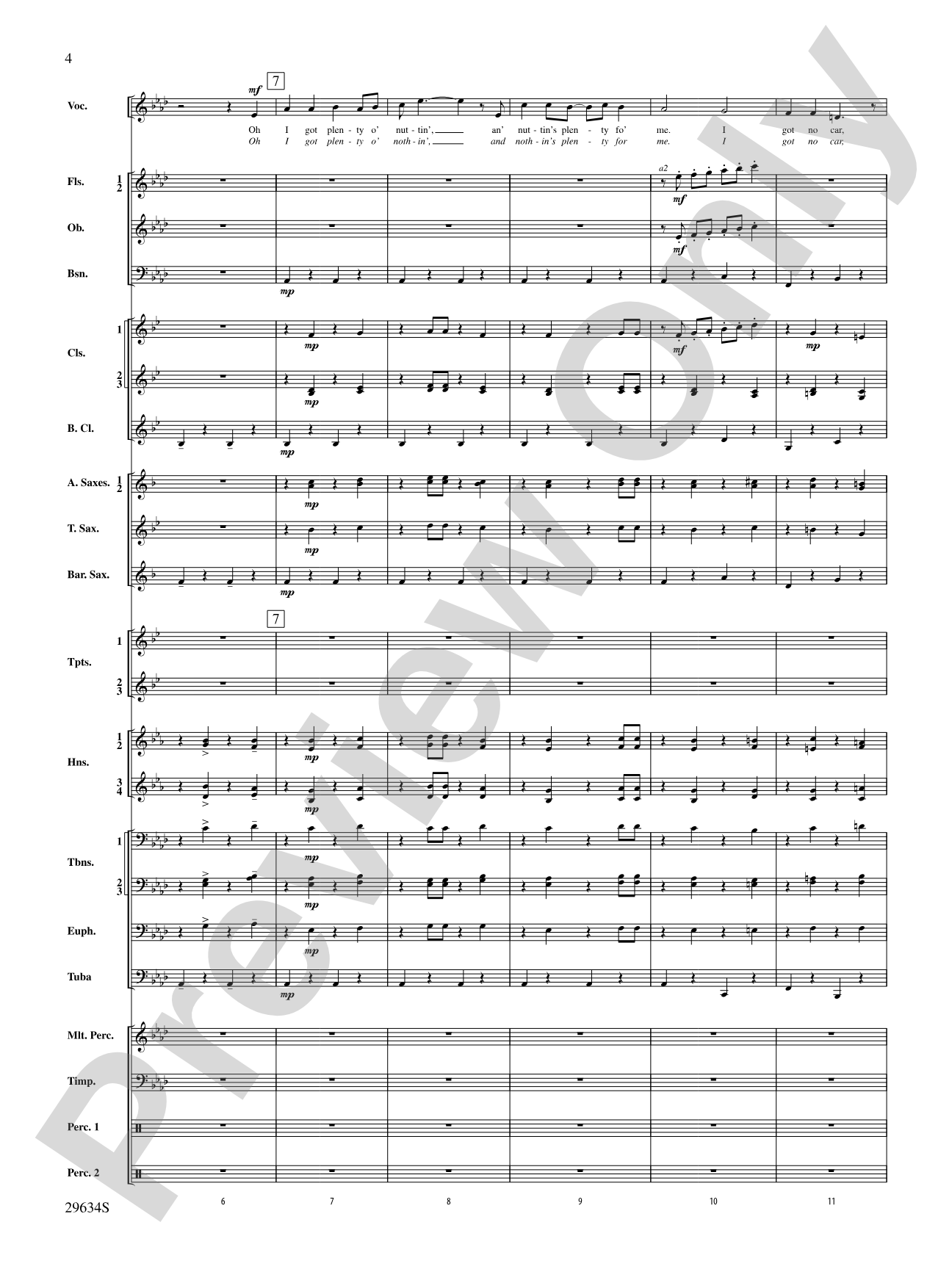 I Got Plenty o' Nuttin': Concert Band Conductor Score & Parts