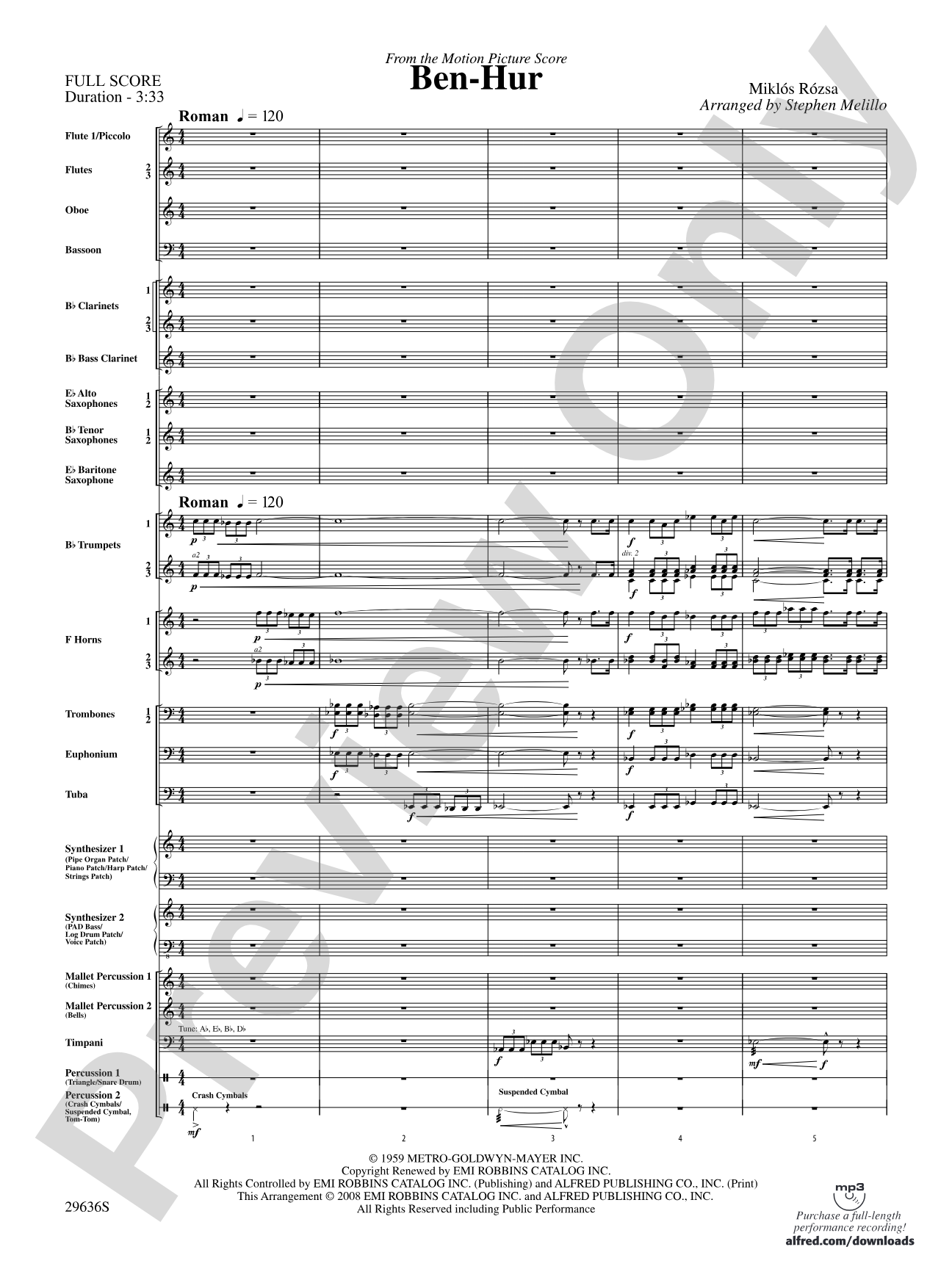 Ben-Hur: Concert Band Conductor Score & Parts