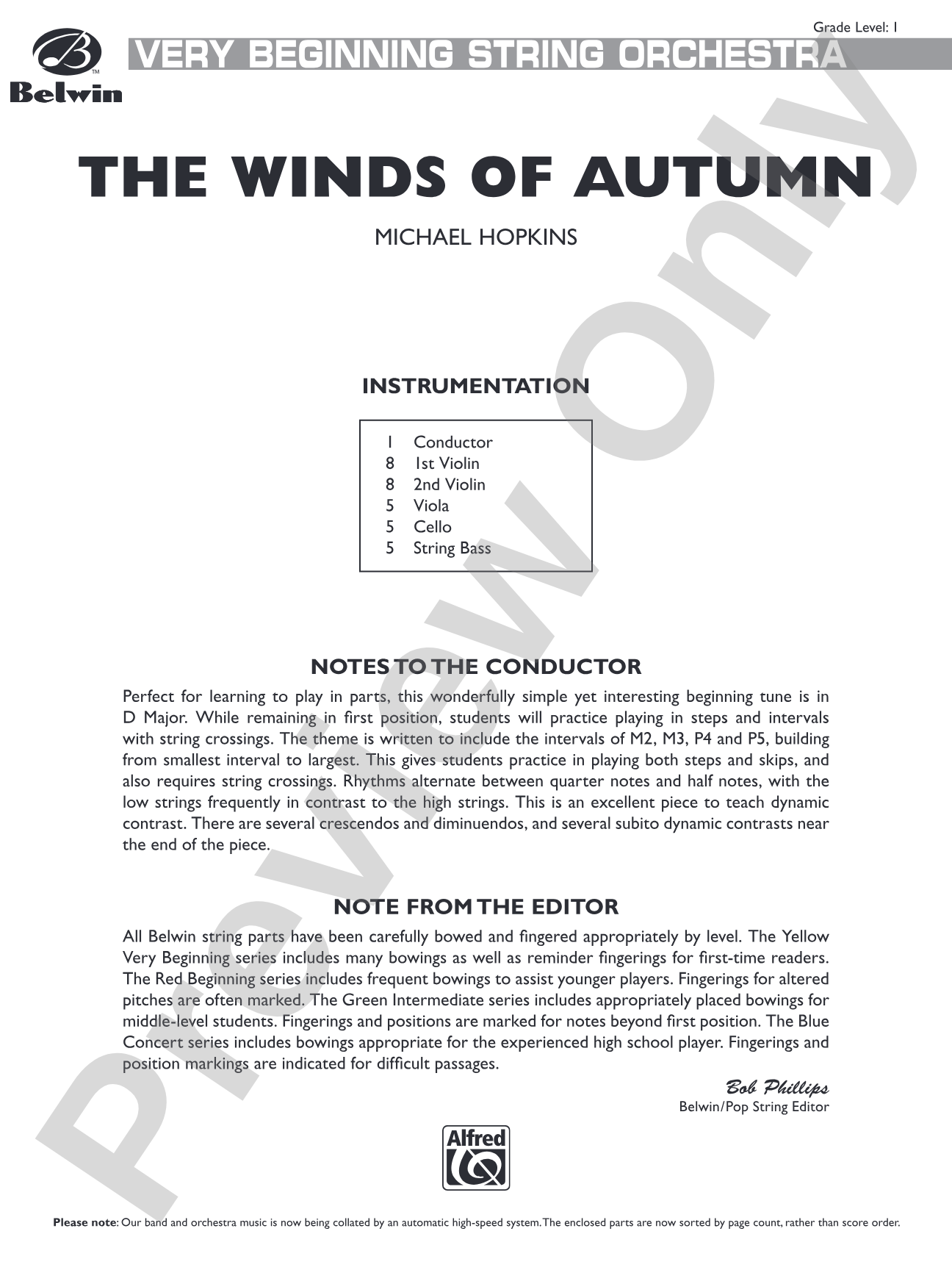 The Winds of Autumn: String Orchestra Conductor Score & Parts