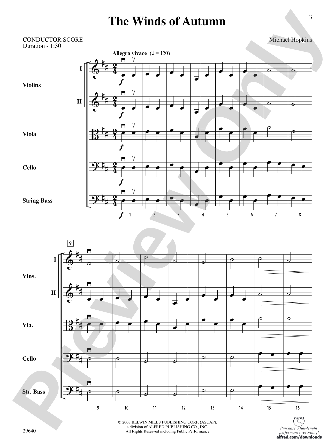 The Winds of Autumn: String Orchestra Conductor Score & Parts