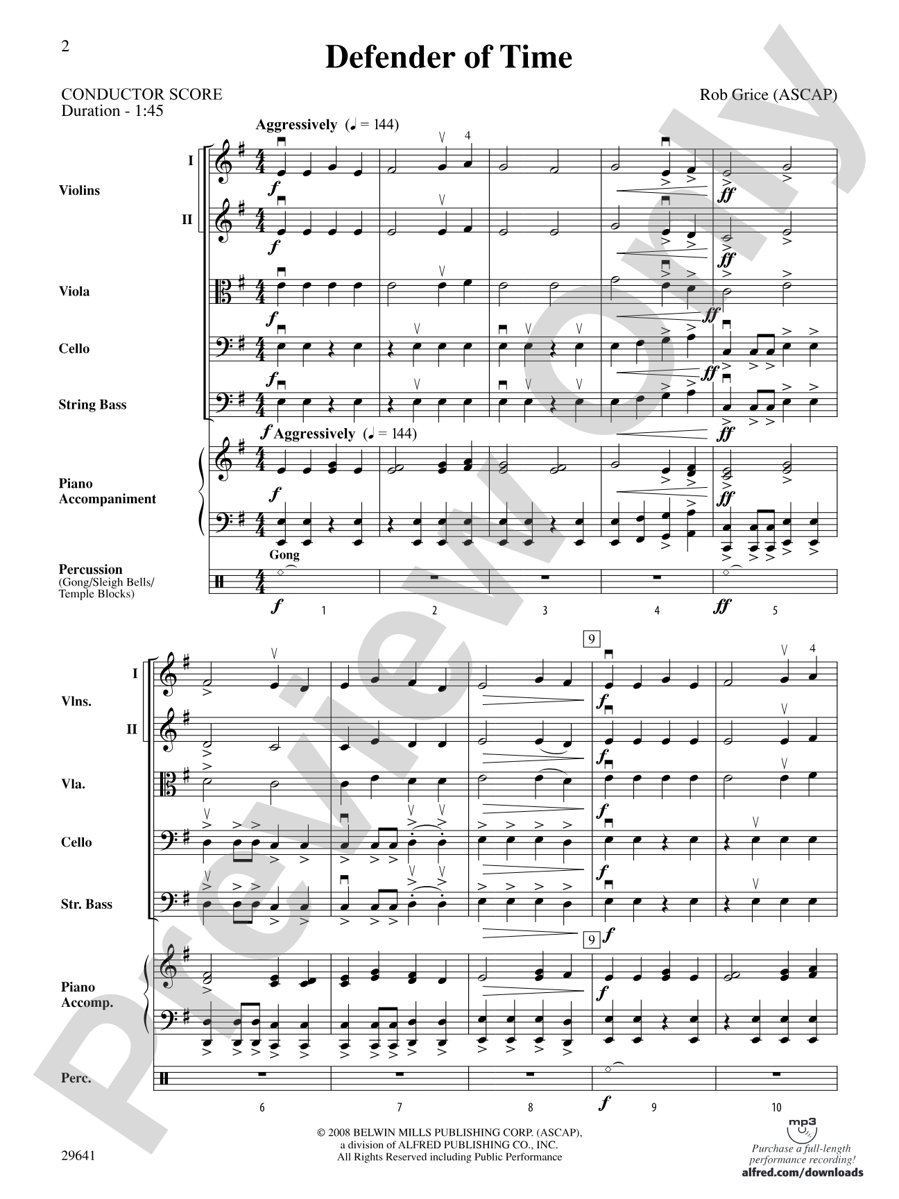 Defender of Time: String Orchestra Conductor Score & Parts