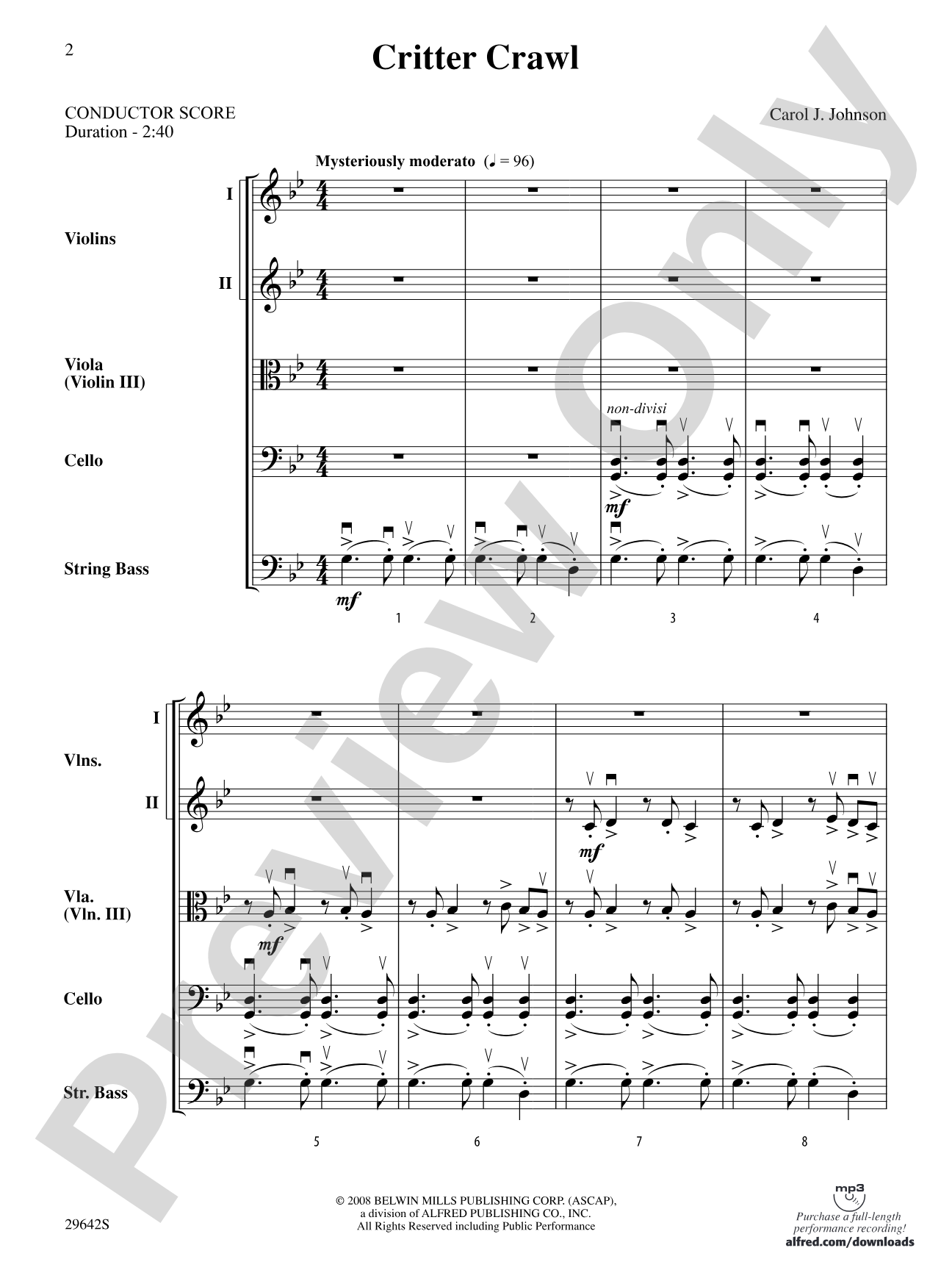 Critter Crawl: String Orchestra Conductor Score & Parts
