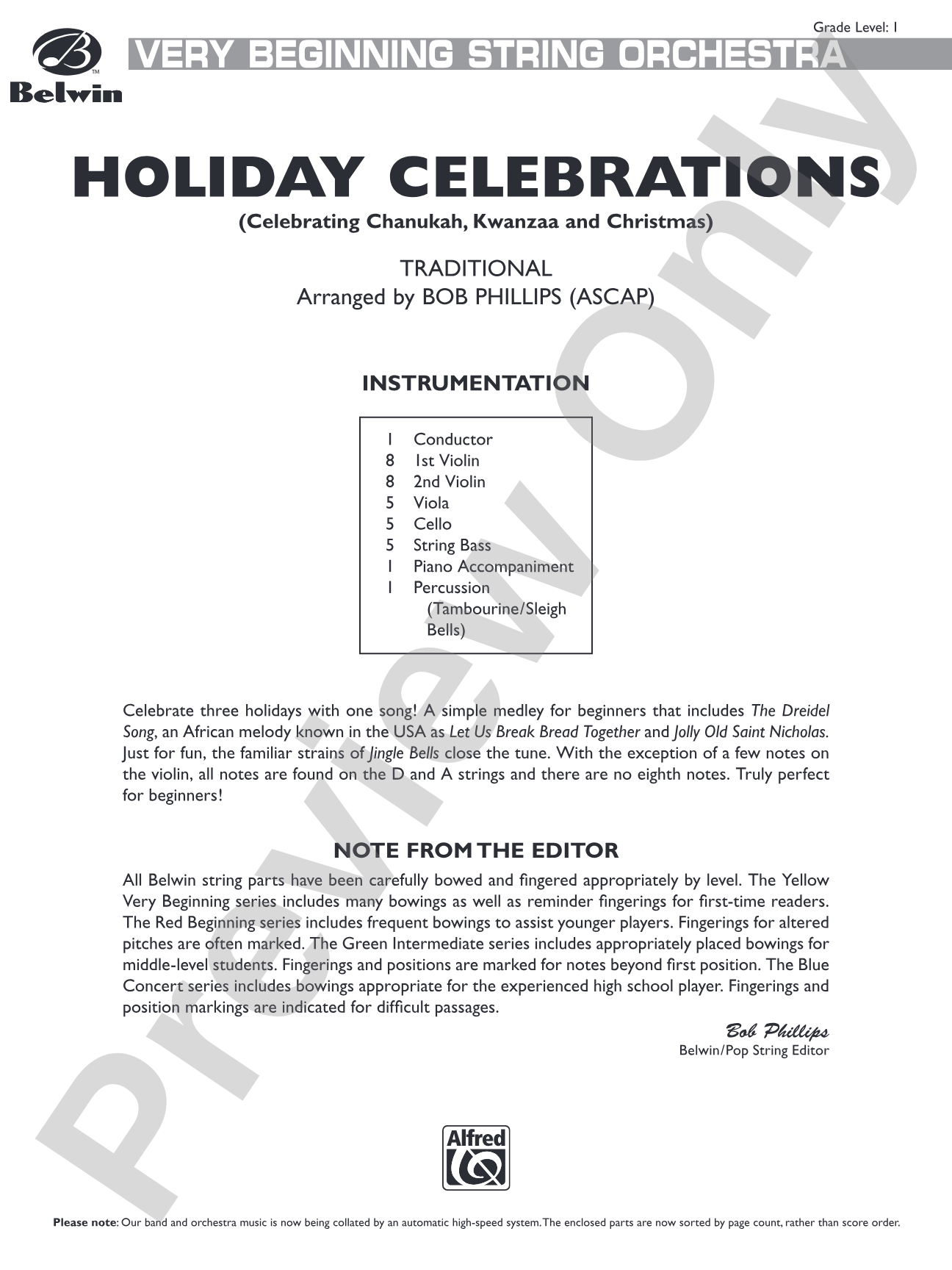Holiday Celebrations (Celebrating Chanukah, Kwanzaa and Christmas): String Orchestra Conductor Score & Parts