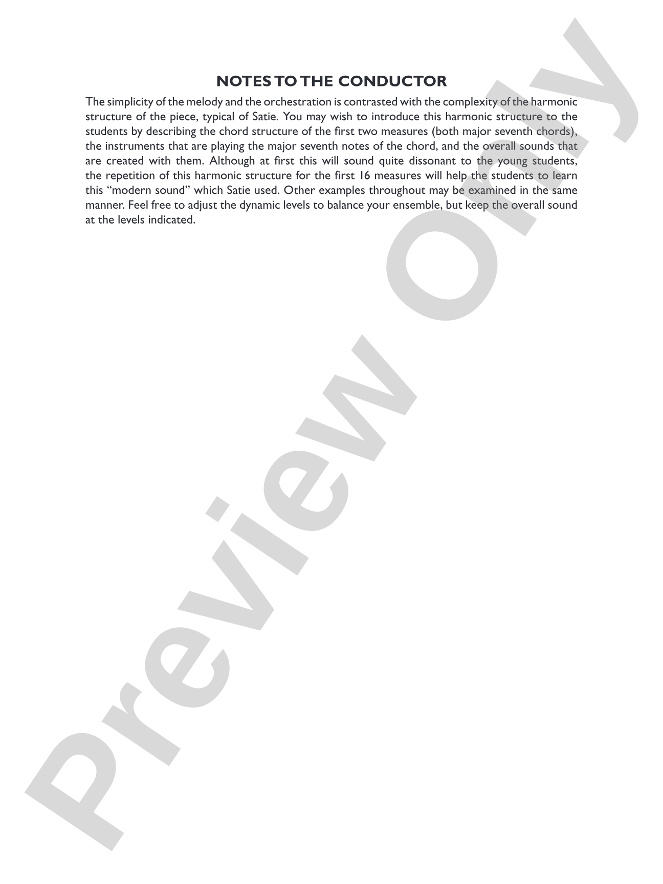 Gymnopedie No. 1: String Orchestra Conductor Score & Parts