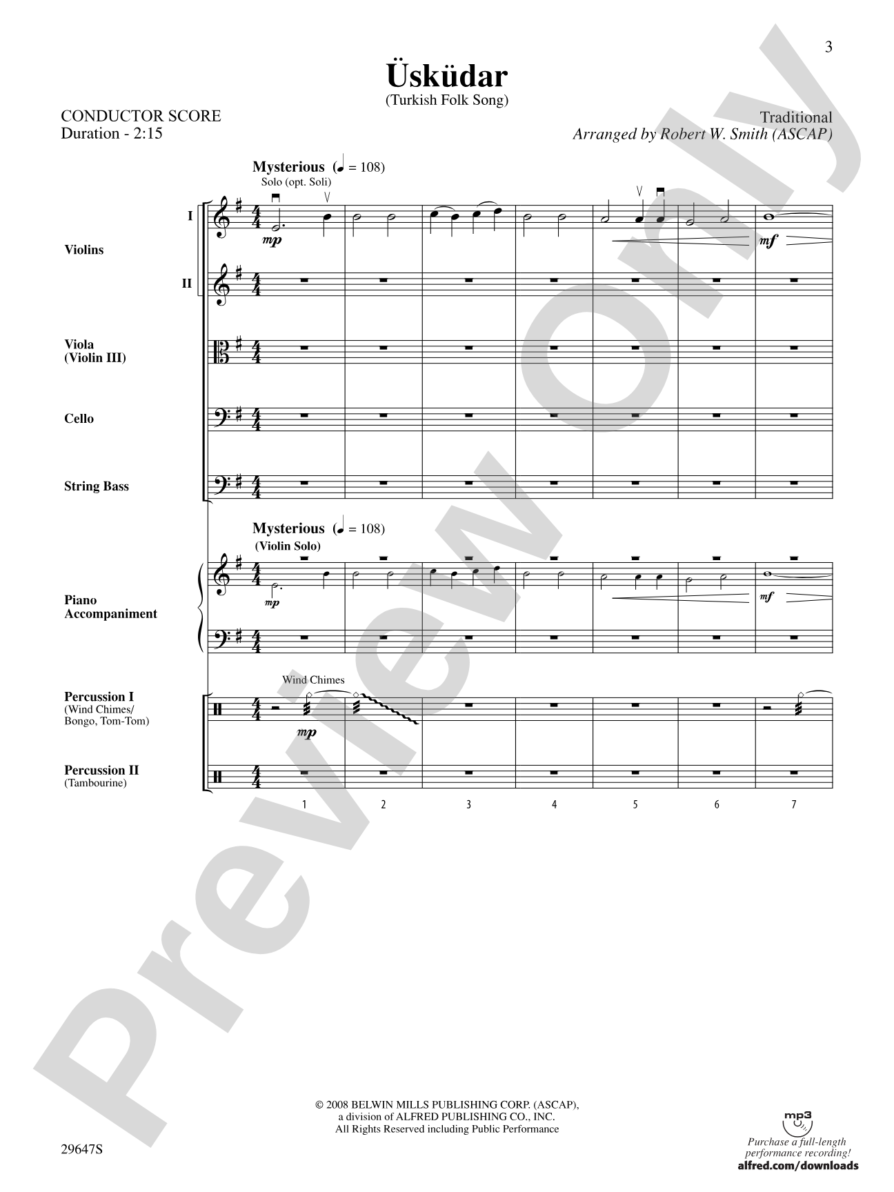 Uskudar: String Orchestra Conductor Score & Parts
