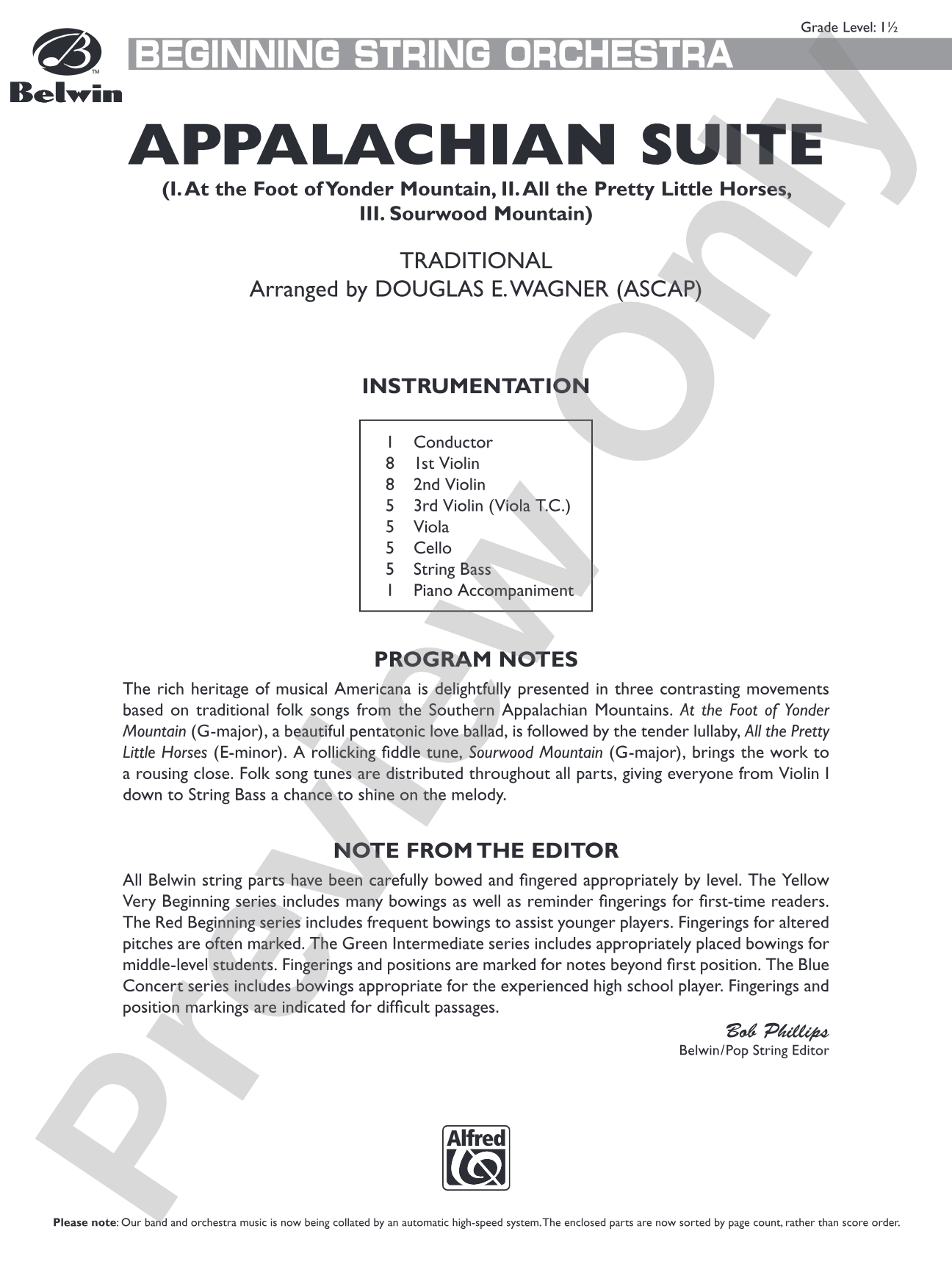 Appalachian Suite: String Orchestra Conductor Score & Parts