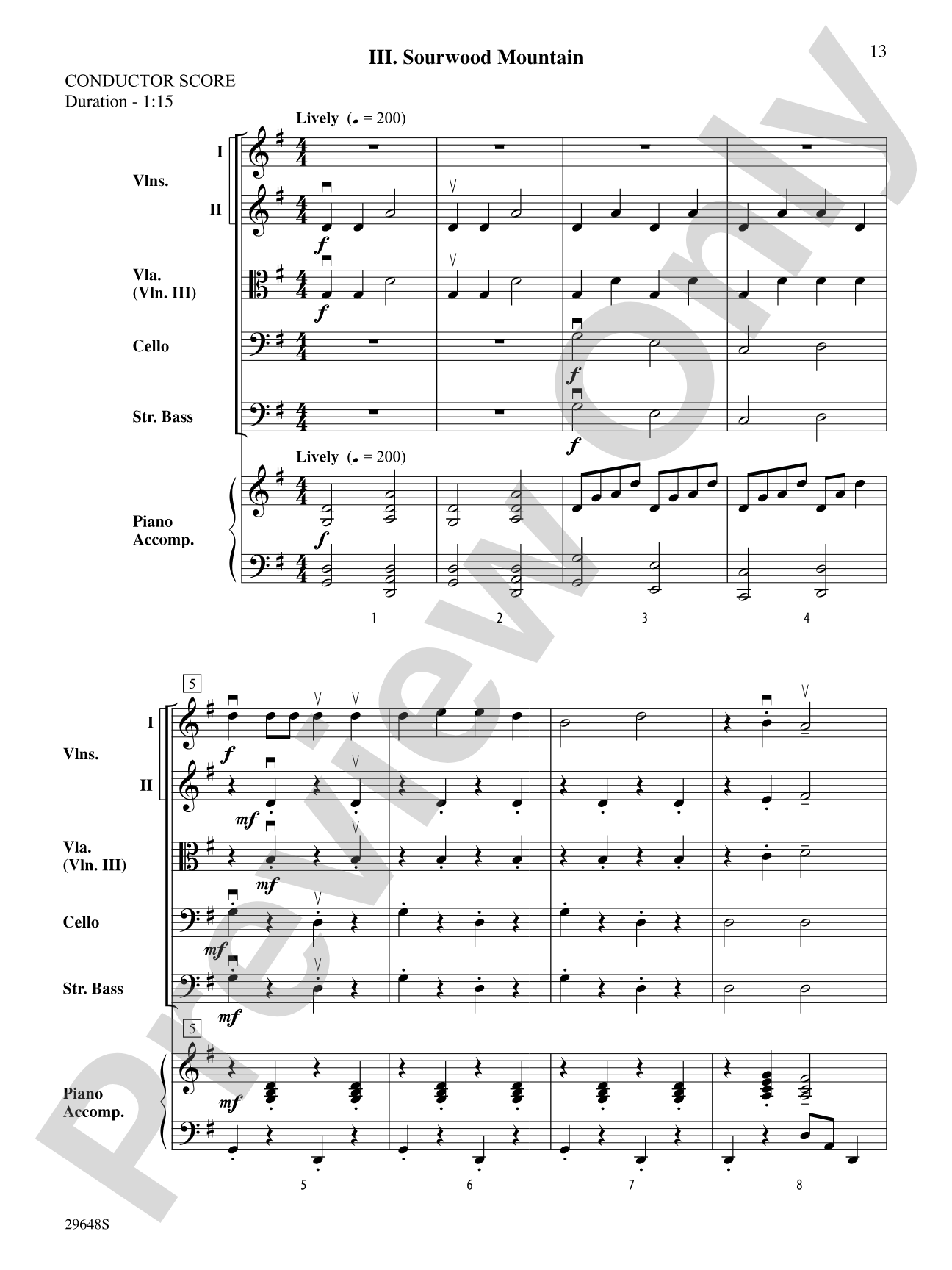 Appalachian Suite: String Orchestra Conductor Score & Parts
