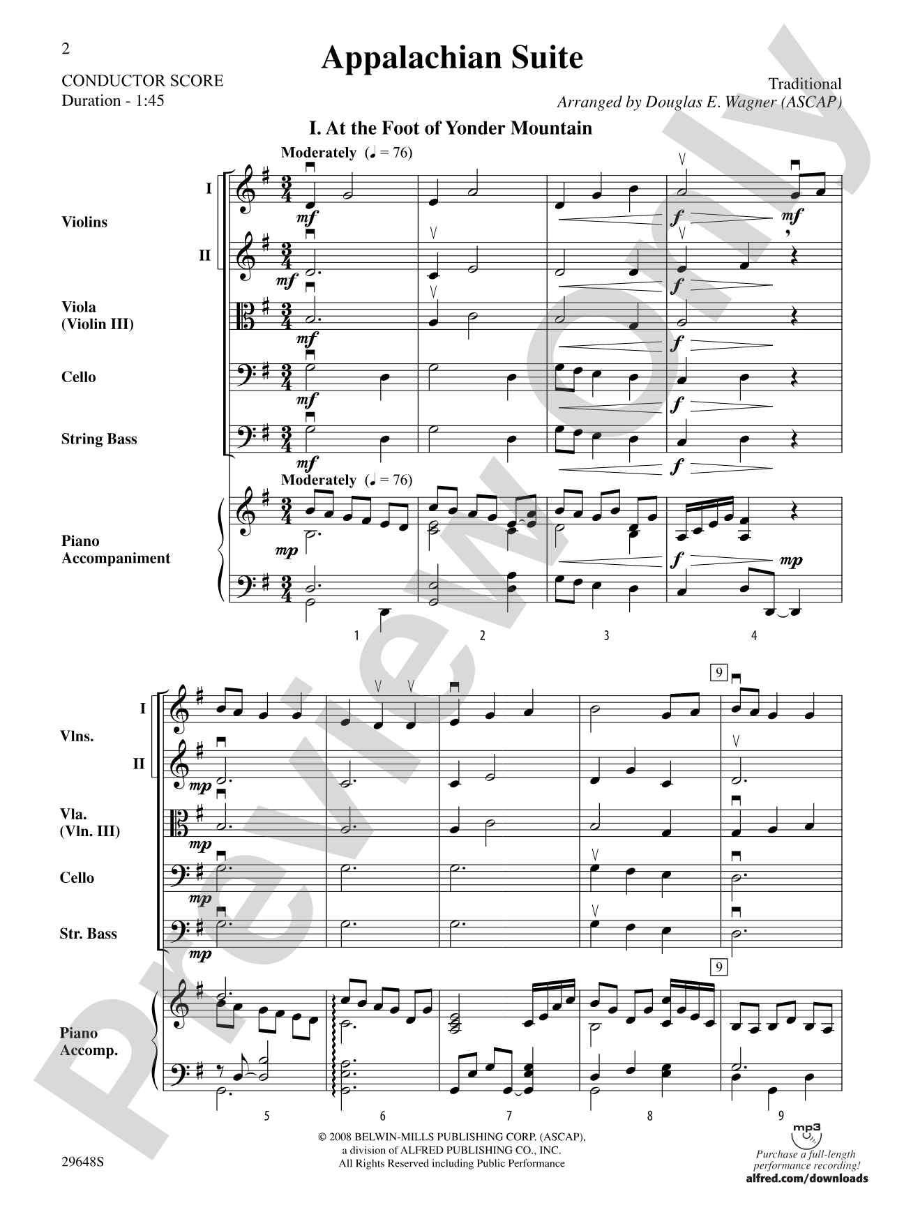 Appalachian Suite: String Orchestra Conductor Score & Parts