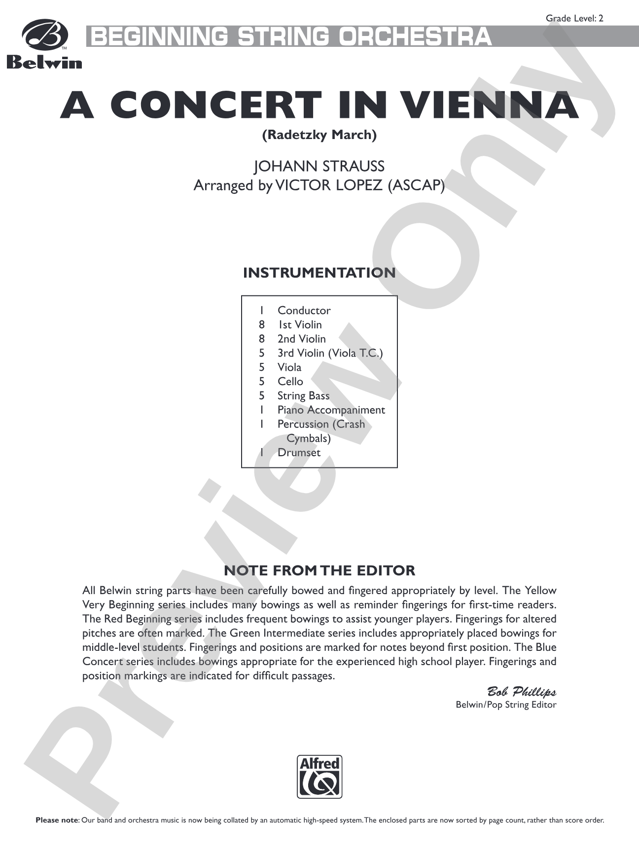 A Concert in Vienna: String Orchestra Conductor Score & Parts
