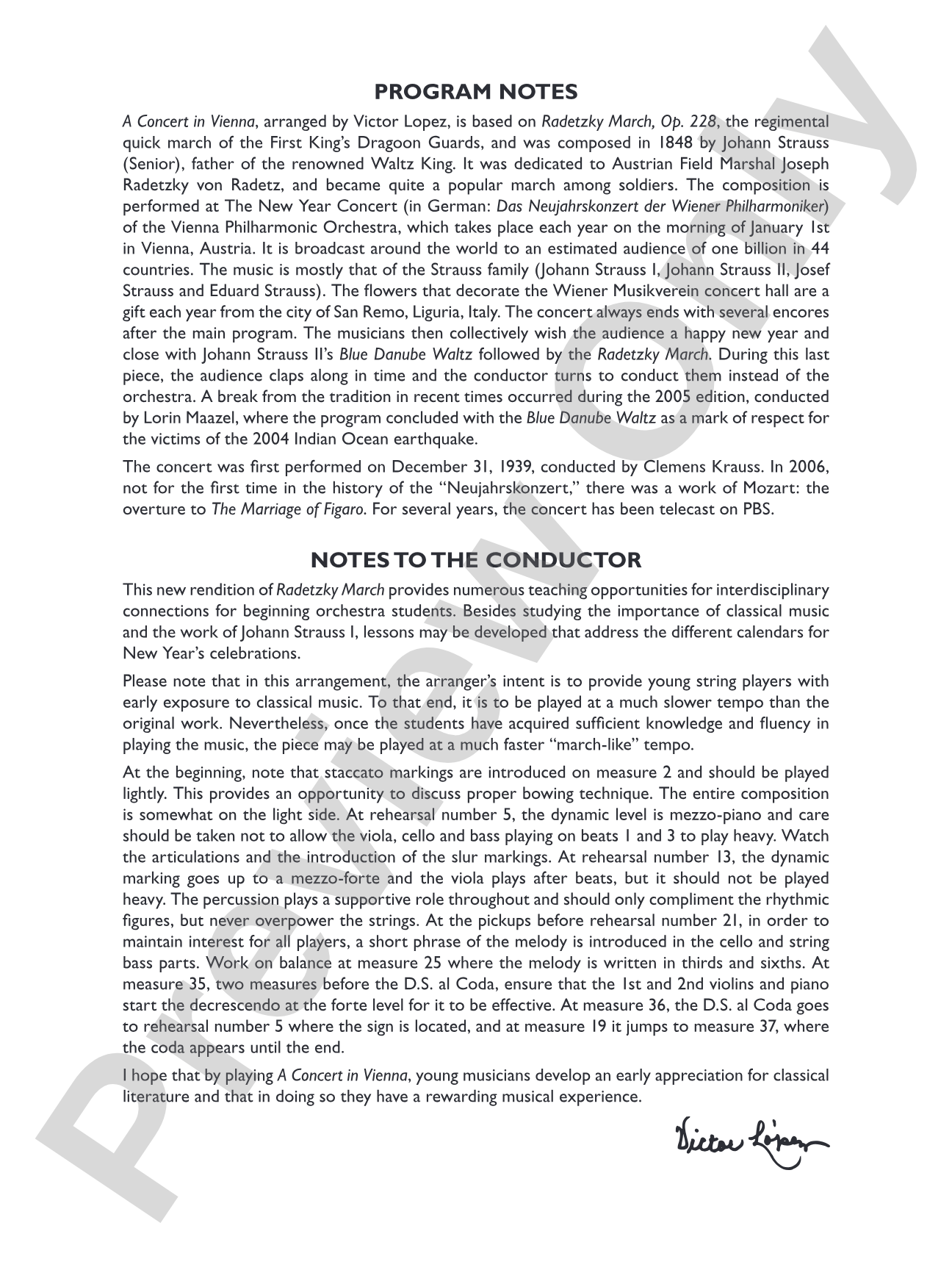 A Concert in Vienna: String Orchestra Conductor Score & Parts