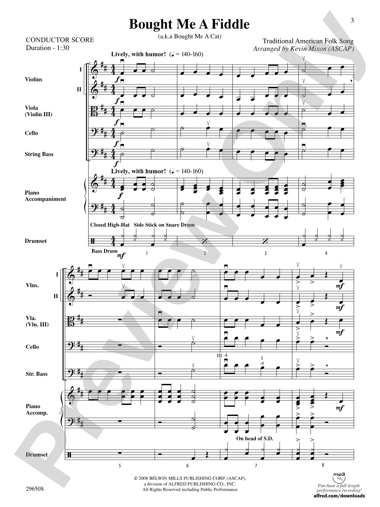 Bought Me a Fiddle: String Orchestra Conductor Score & Parts