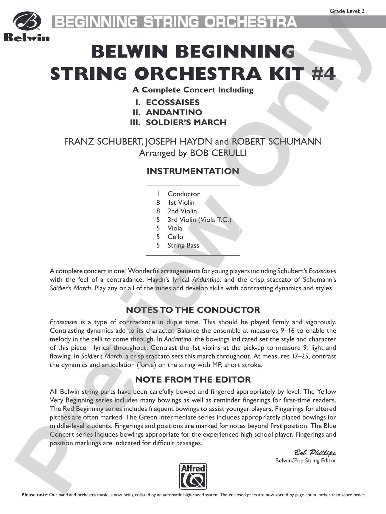 Belwin Beginning String Orchestra Kit #4: String Orchestra Conductor Score & Parts