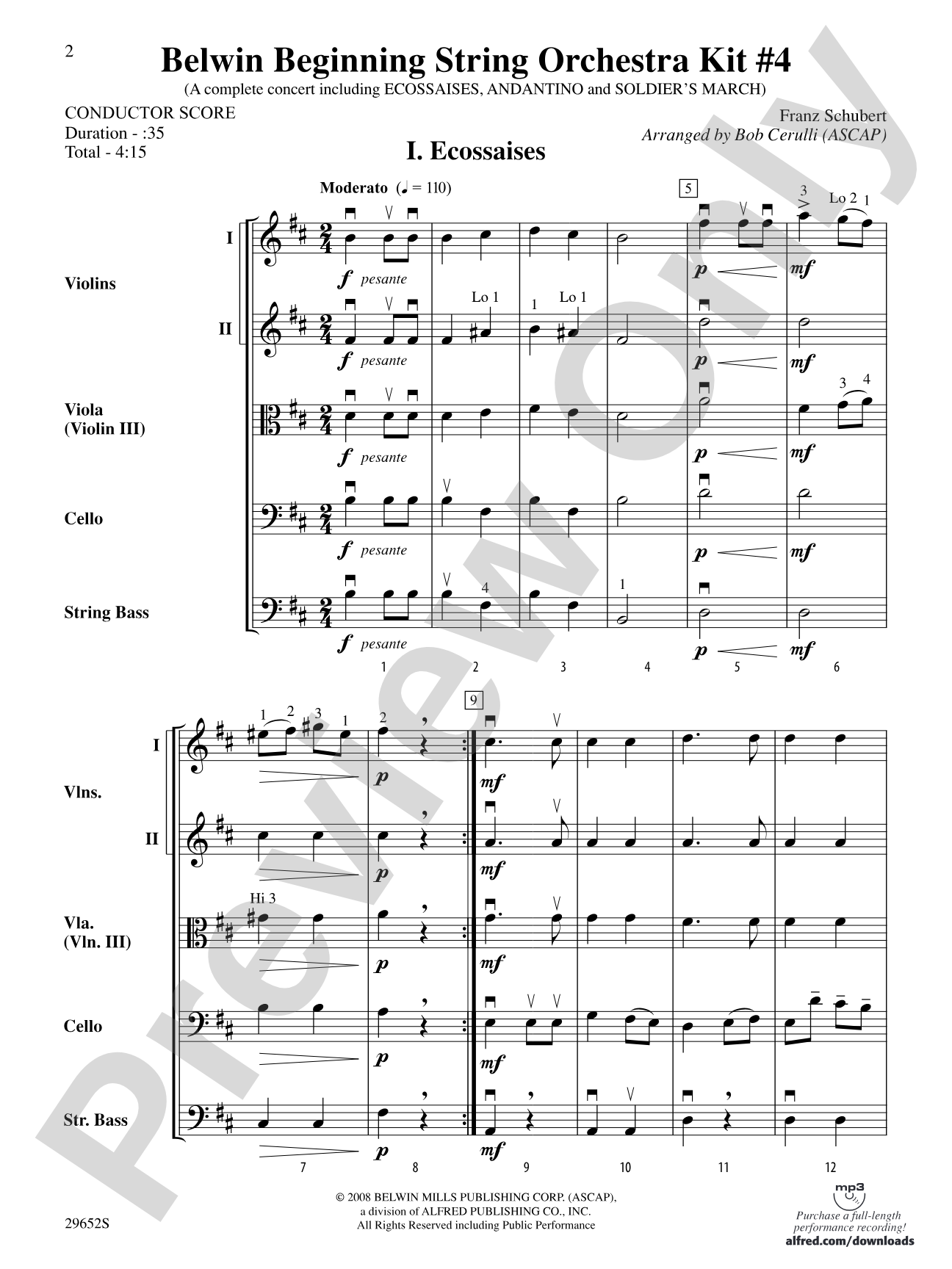 Belwin Beginning String Orchestra Kit #4: String Orchestra Conductor Score & Parts