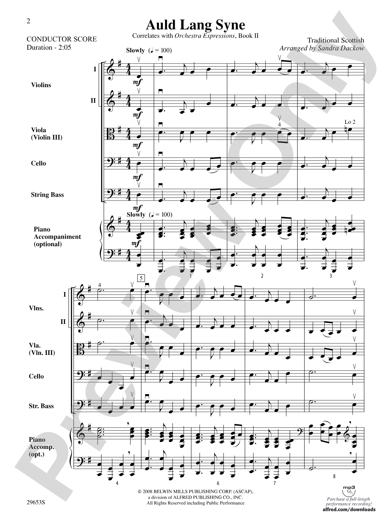 Auld Lang Syne: String Orchestra Conductor Score & Parts