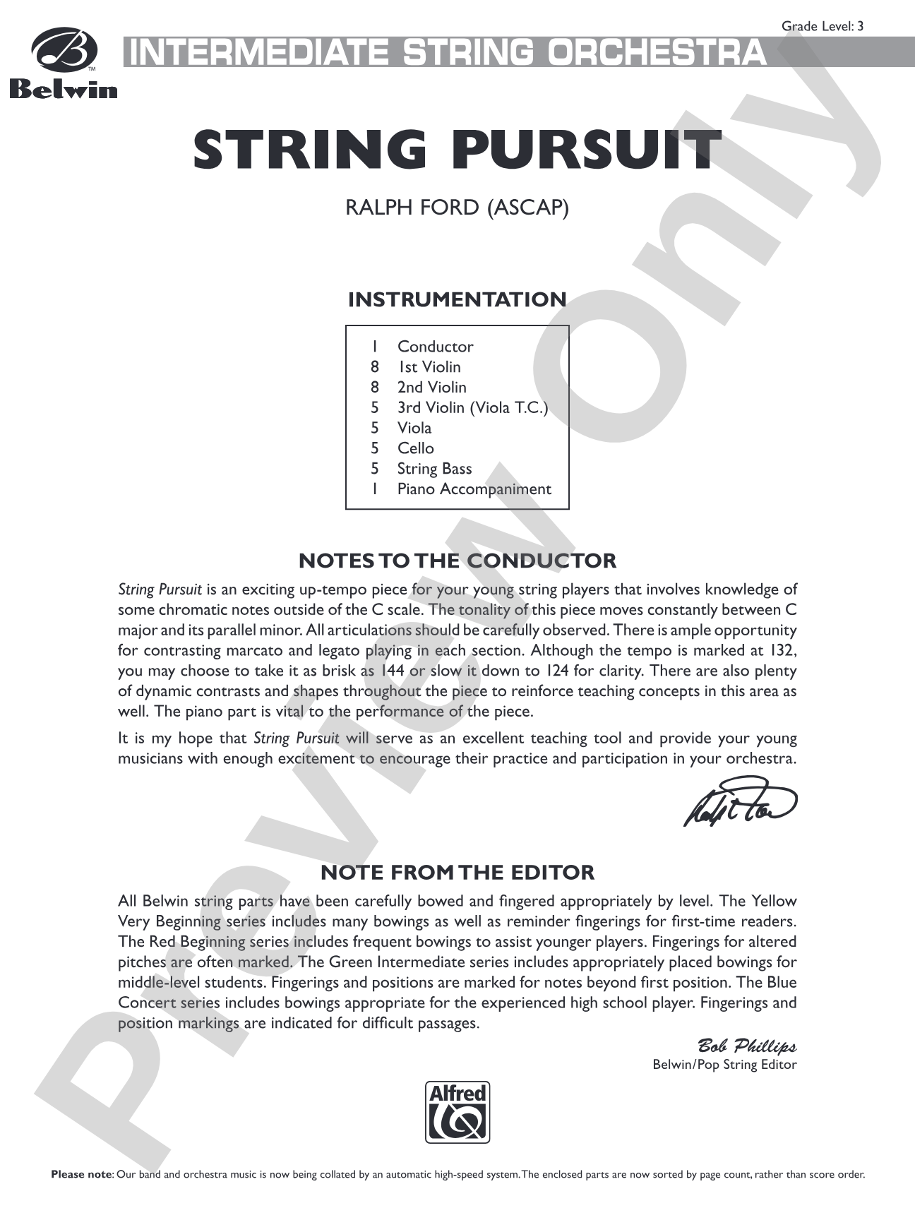 String Pursuit: String Orchestra Conductor Score & Parts