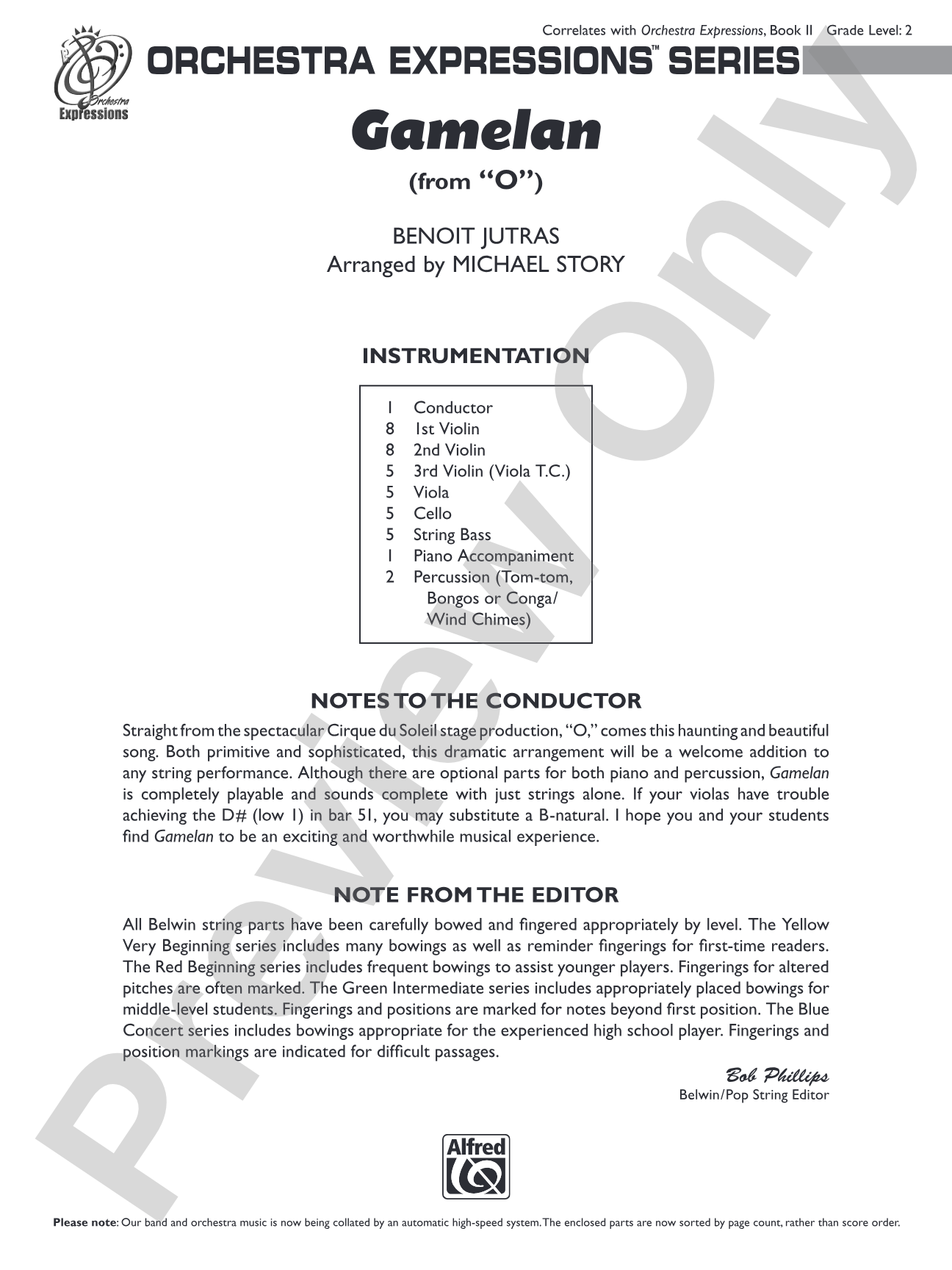 Gamelan (from Cirque du Soleil's "O"): String Orchestra Conductor Score & Parts