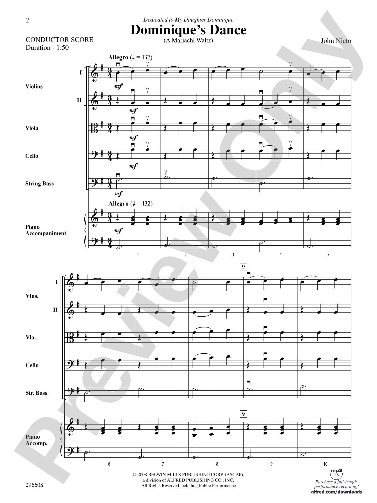 Dominique's Dance: String Orchestra Conductor Score & Parts