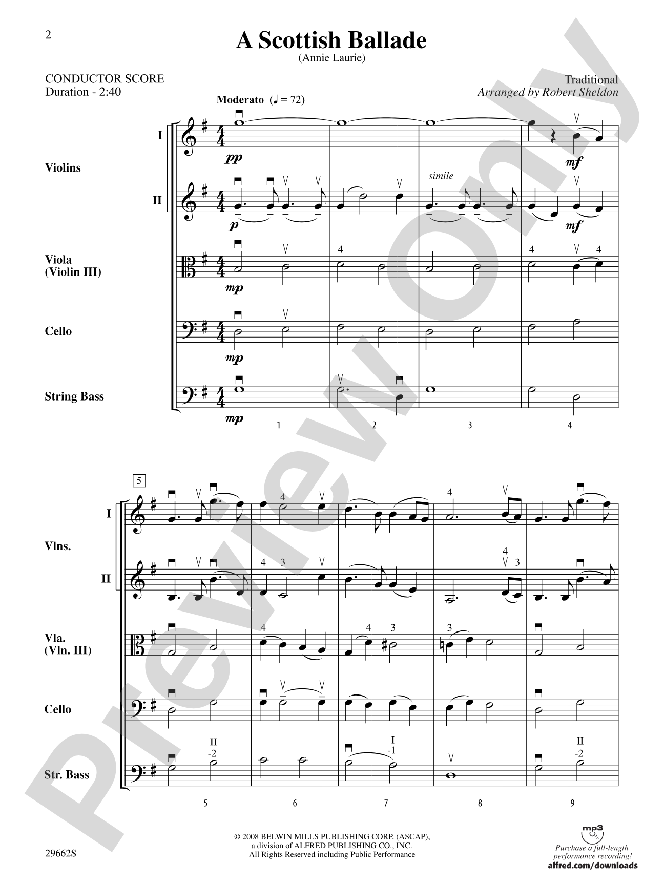A Scottish Ballade (Annie Laurie): String Orchestra Conductor Score & Parts