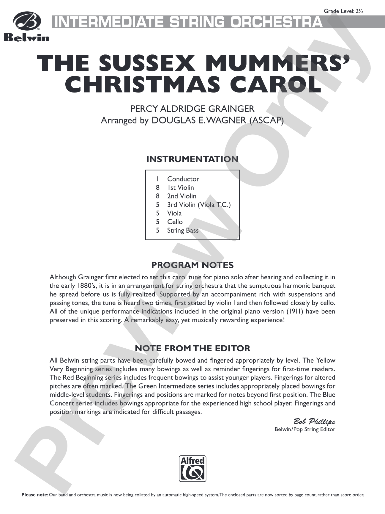 The Sussex Mummers' Christmas Carol: String Orchestra Conductor Score & Parts