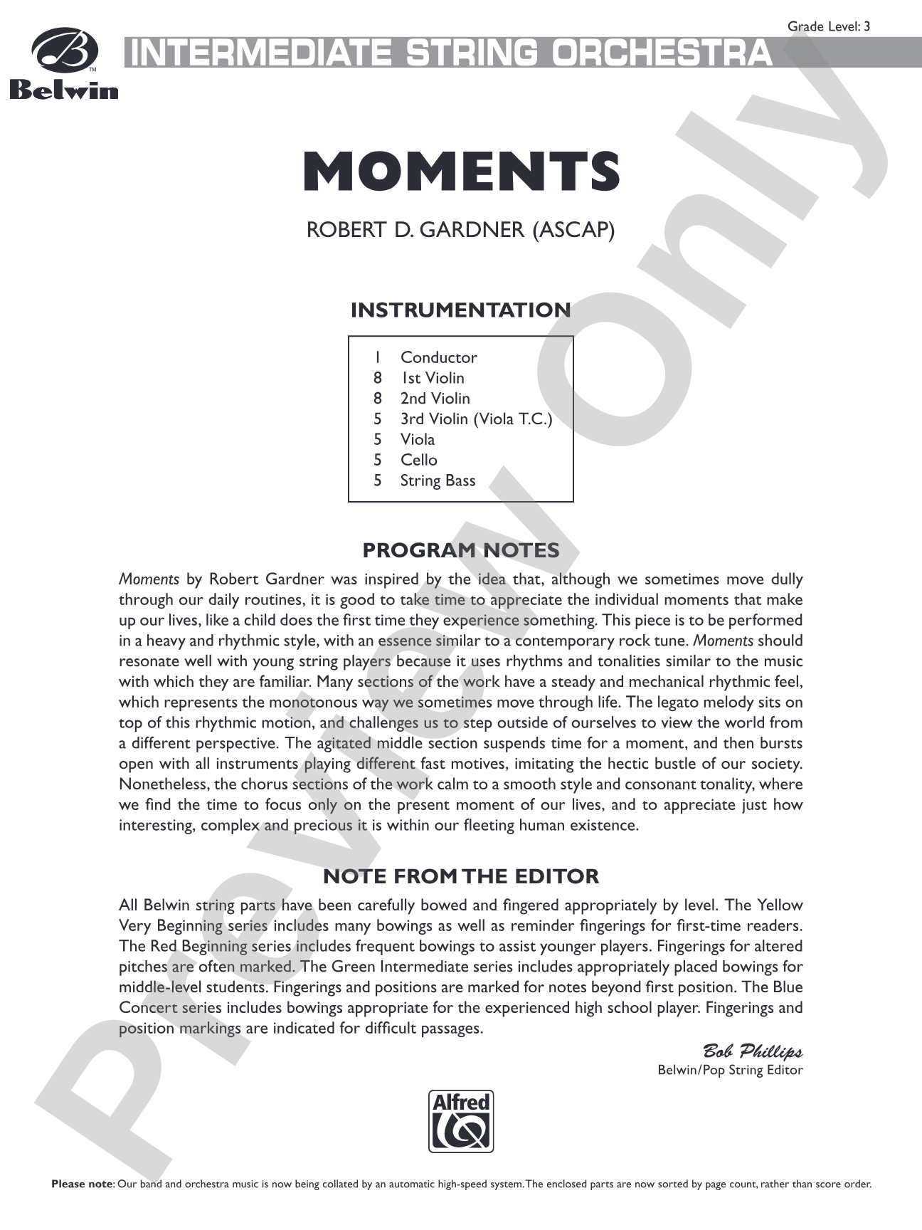 Moments: String Orchestra Conductor Score & Parts