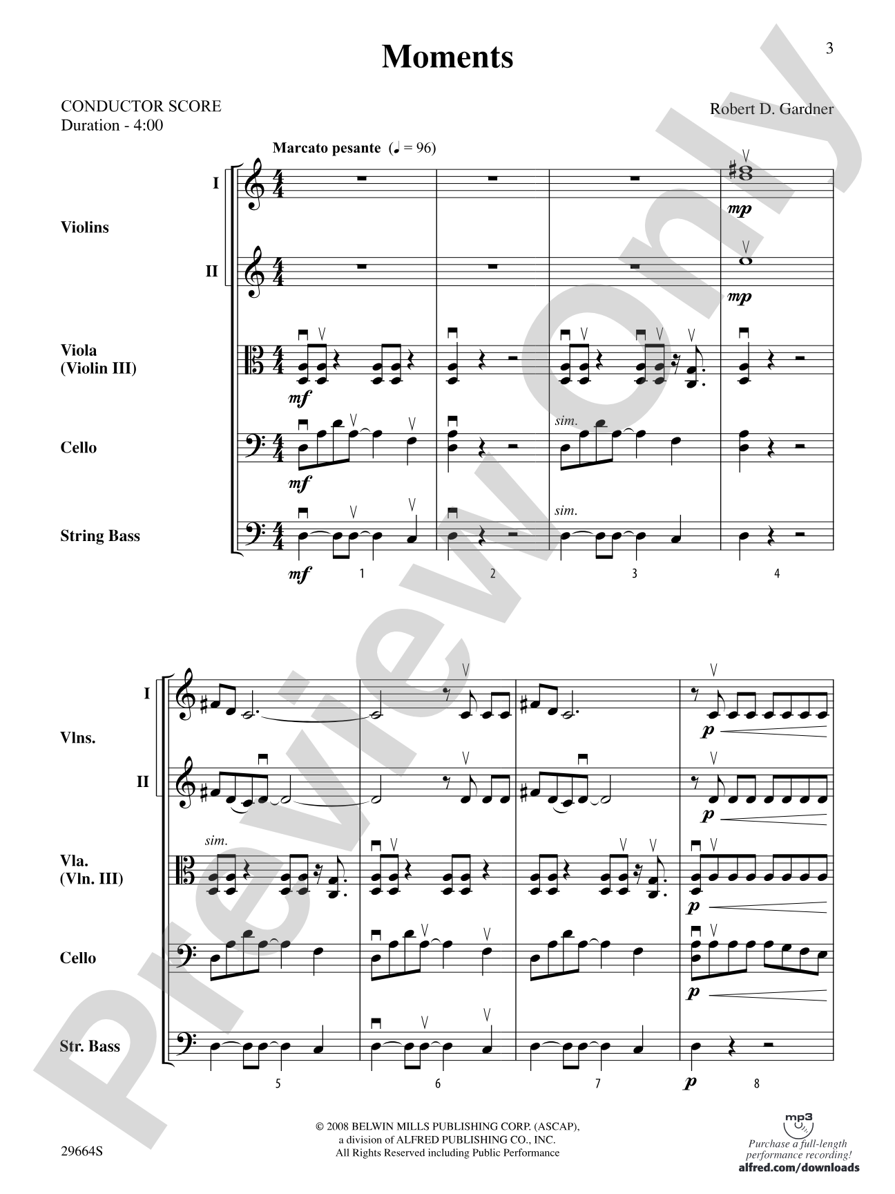 Moments: String Orchestra Conductor Score & Parts