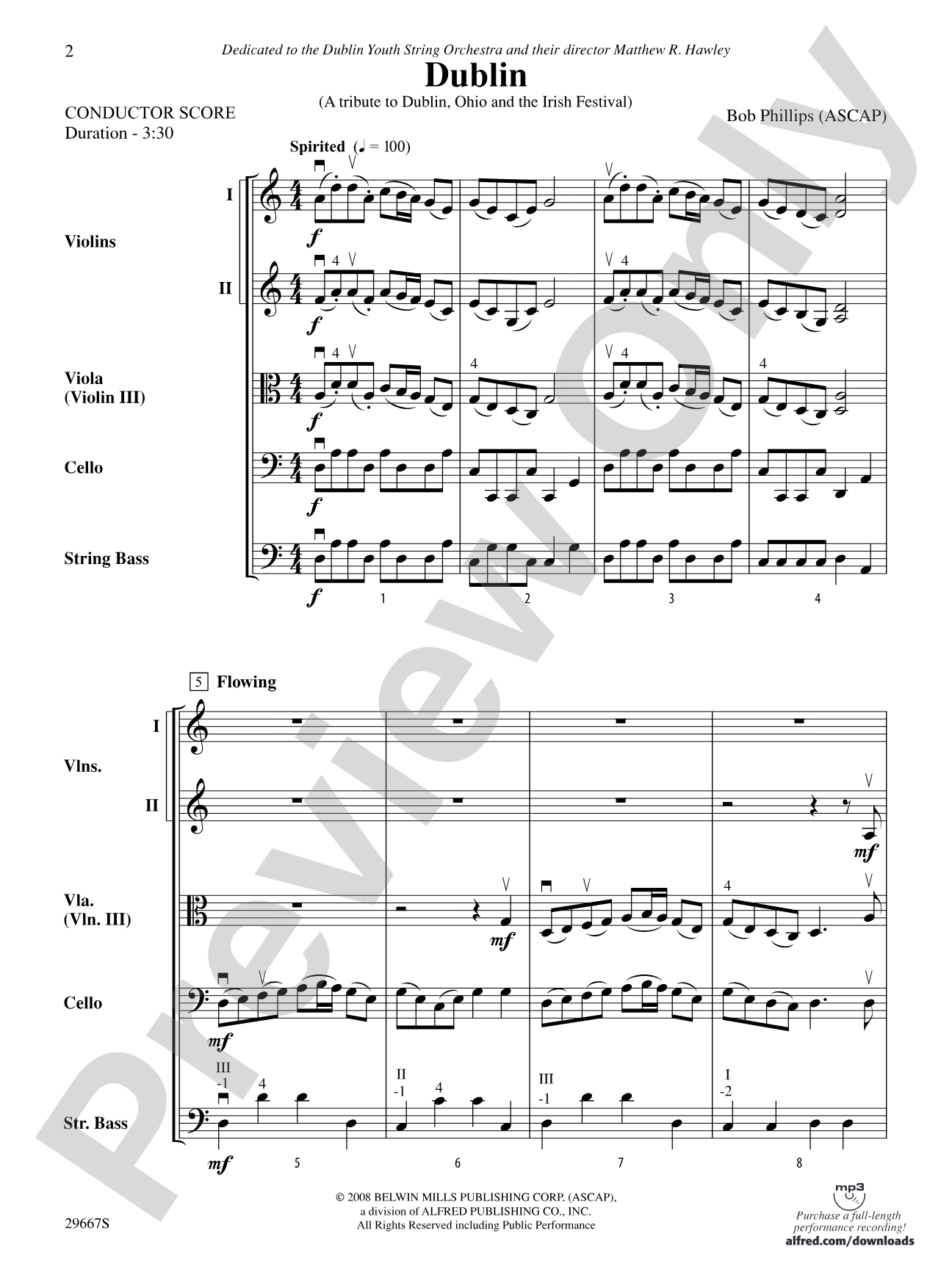 Dublin (A tribute to Dublin, Ohio and the Irish Festival): String Orchestra Conductor Score & Parts