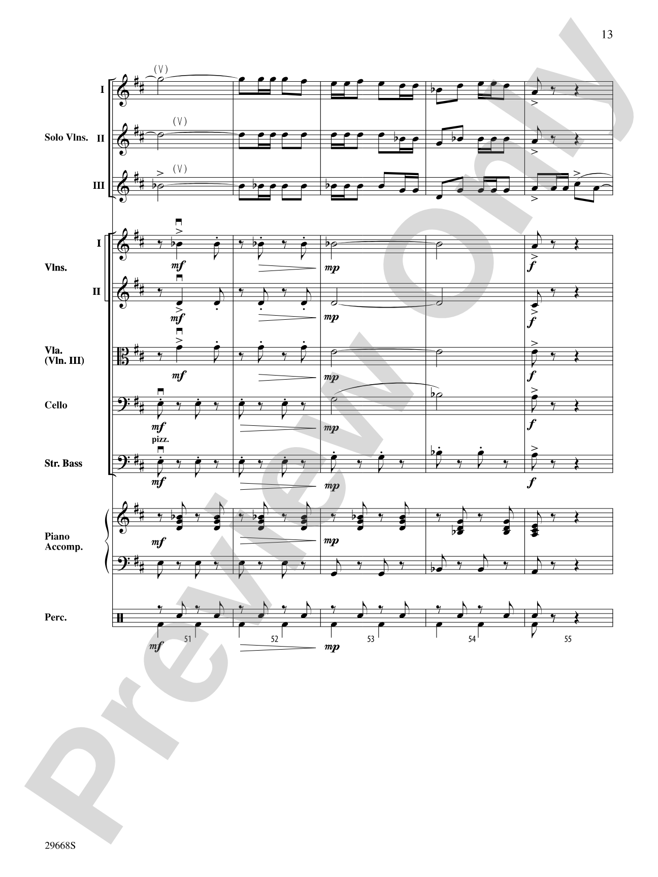 Bugler's Holiday for Three Violins and String Orchestra: String Orchestra Conductor Score & Parts