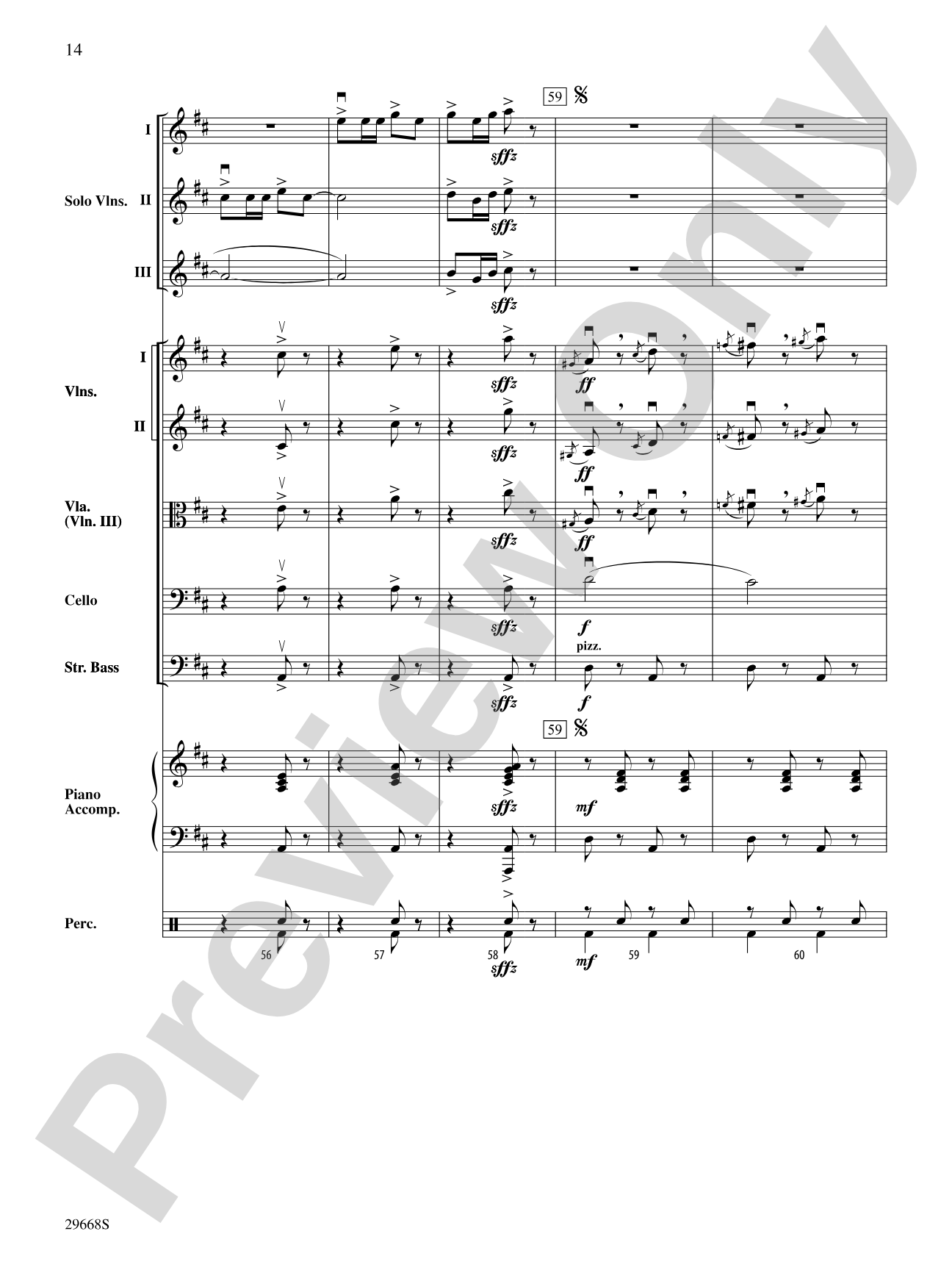 Bugler's Holiday for Three Violins and String Orchestra: String Orchestra Conductor Score & Parts