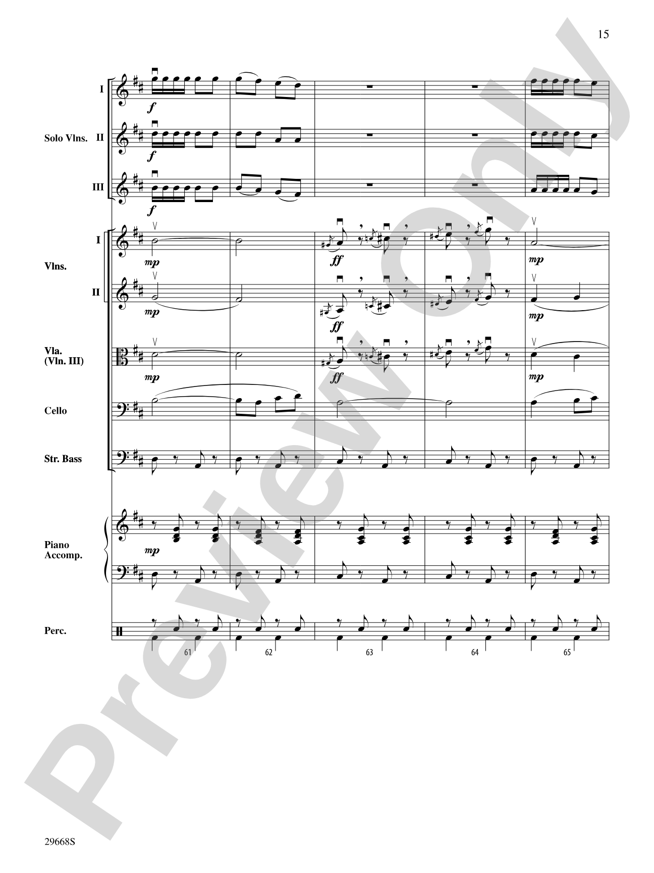 Bugler's Holiday for Three Violins and String Orchestra: String Orchestra Conductor Score & Parts