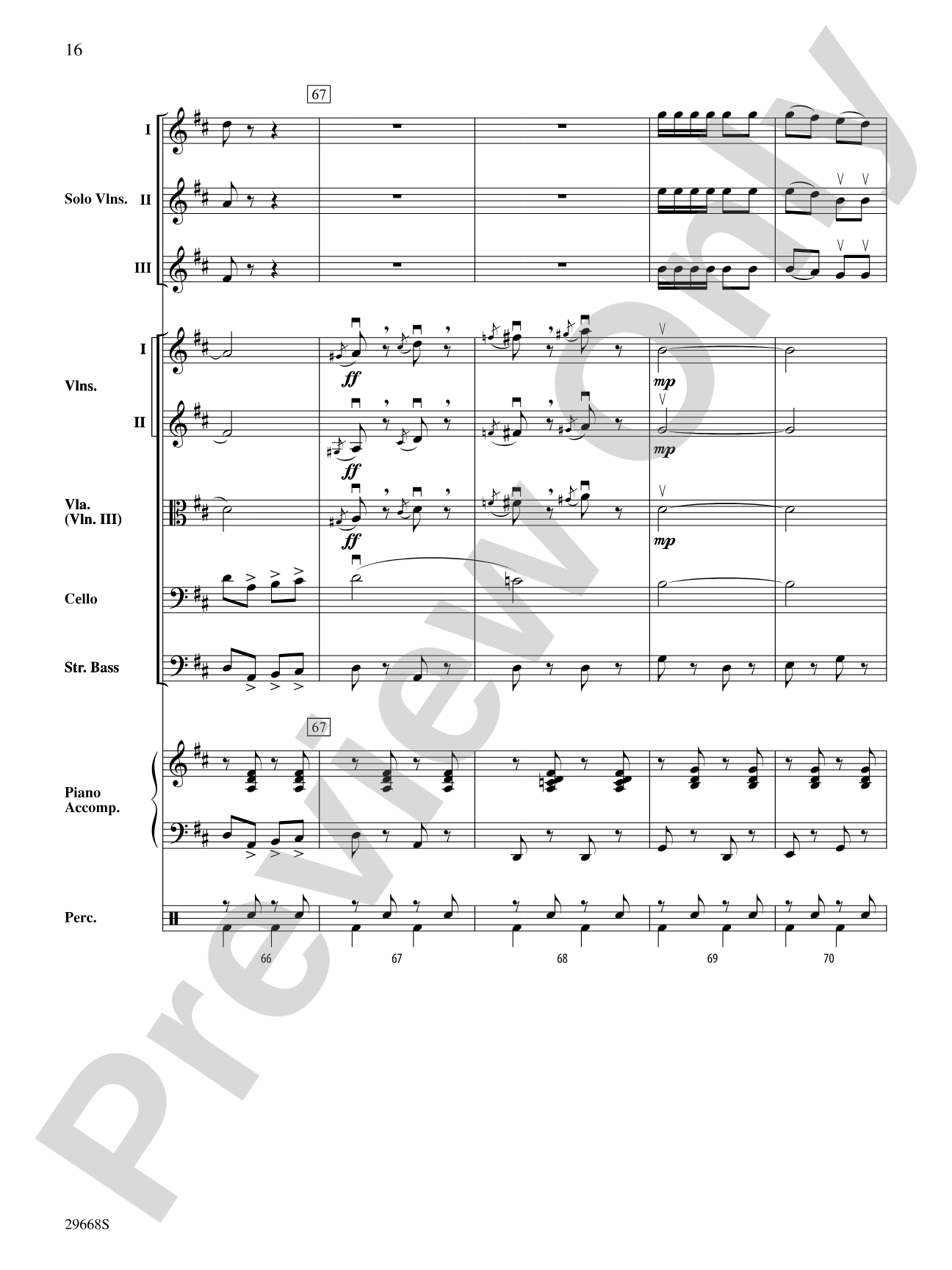 Bugler's Holiday for Three Violins and String Orchestra: String Orchestra Conductor Score & Parts