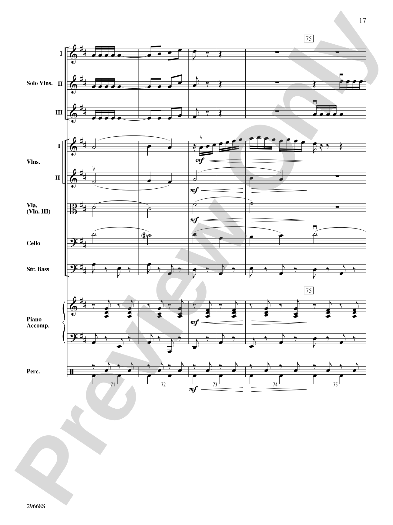 Bugler's Holiday for Three Violins and String Orchestra: String Orchestra Conductor Score & Parts