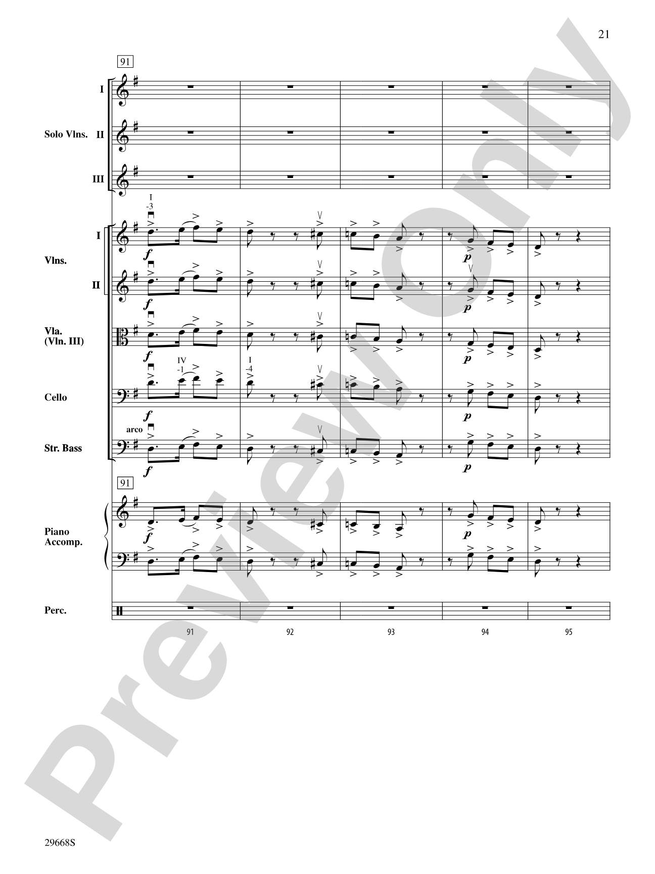 Bugler's Holiday for Three Violins and String Orchestra: String Orchestra Conductor Score & Parts