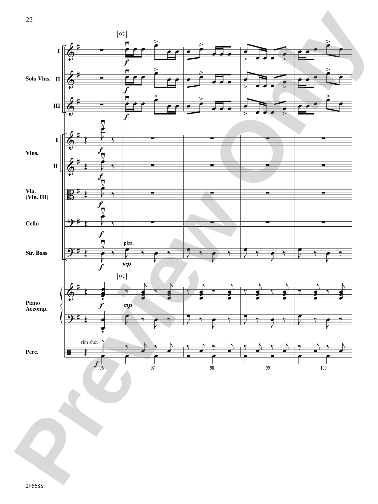 Bugler's Holiday for Three Violins and String Orchestra: String Orchestra Conductor Score & Parts