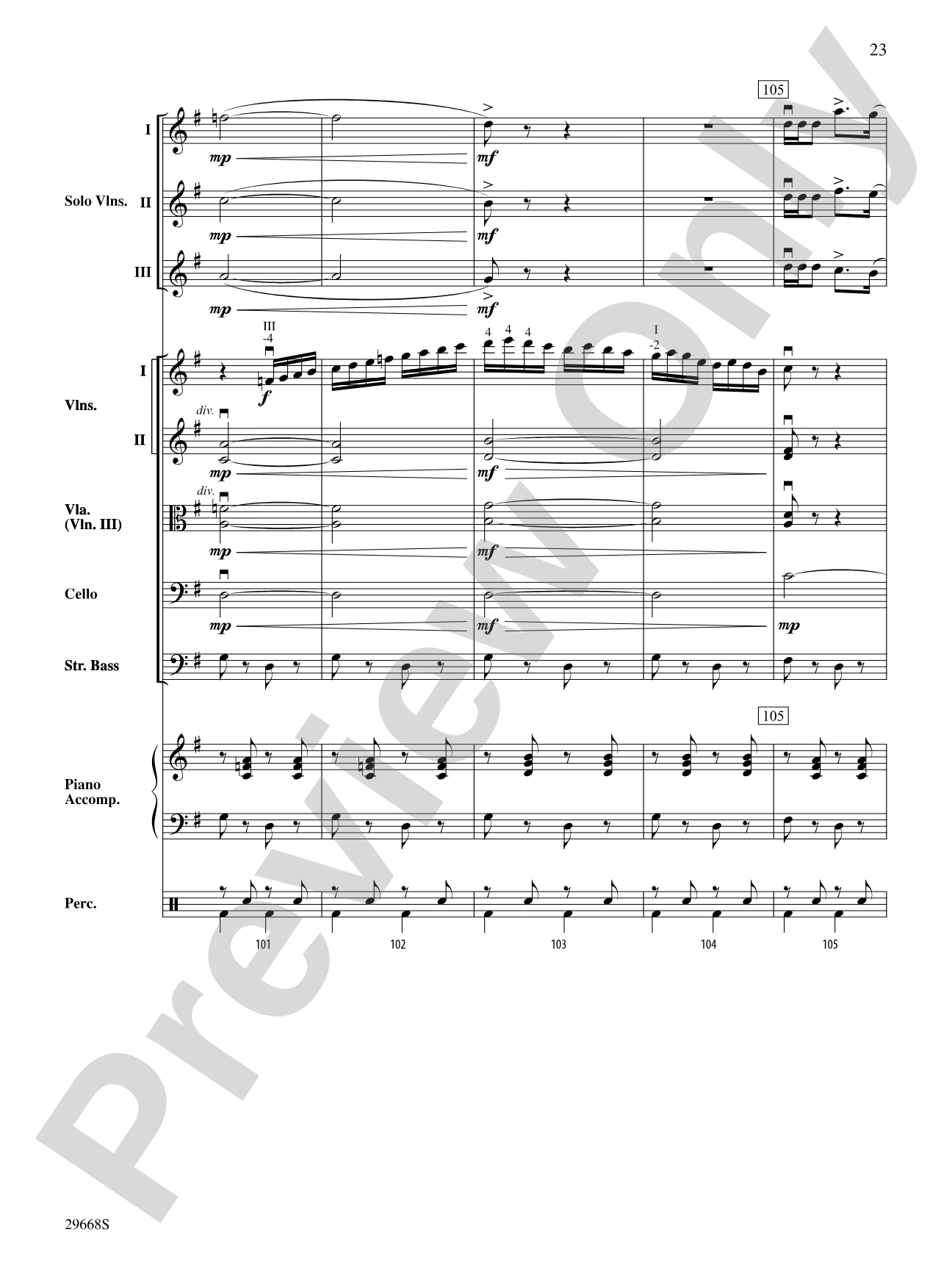 Bugler's Holiday for Three Violins and String Orchestra: String Orchestra Conductor Score & Parts