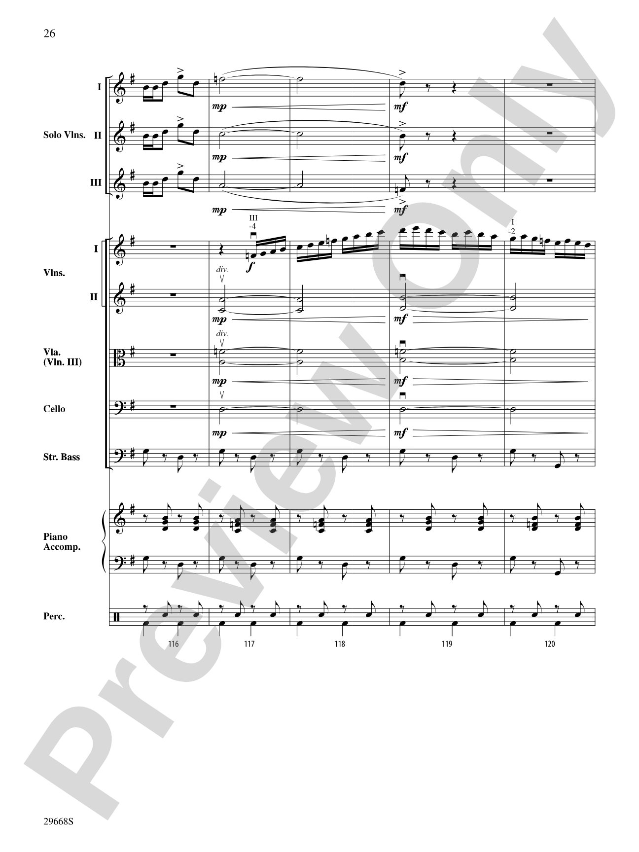 Bugler's Holiday for Three Violins and String Orchestra: String Orchestra Conductor Score & Parts