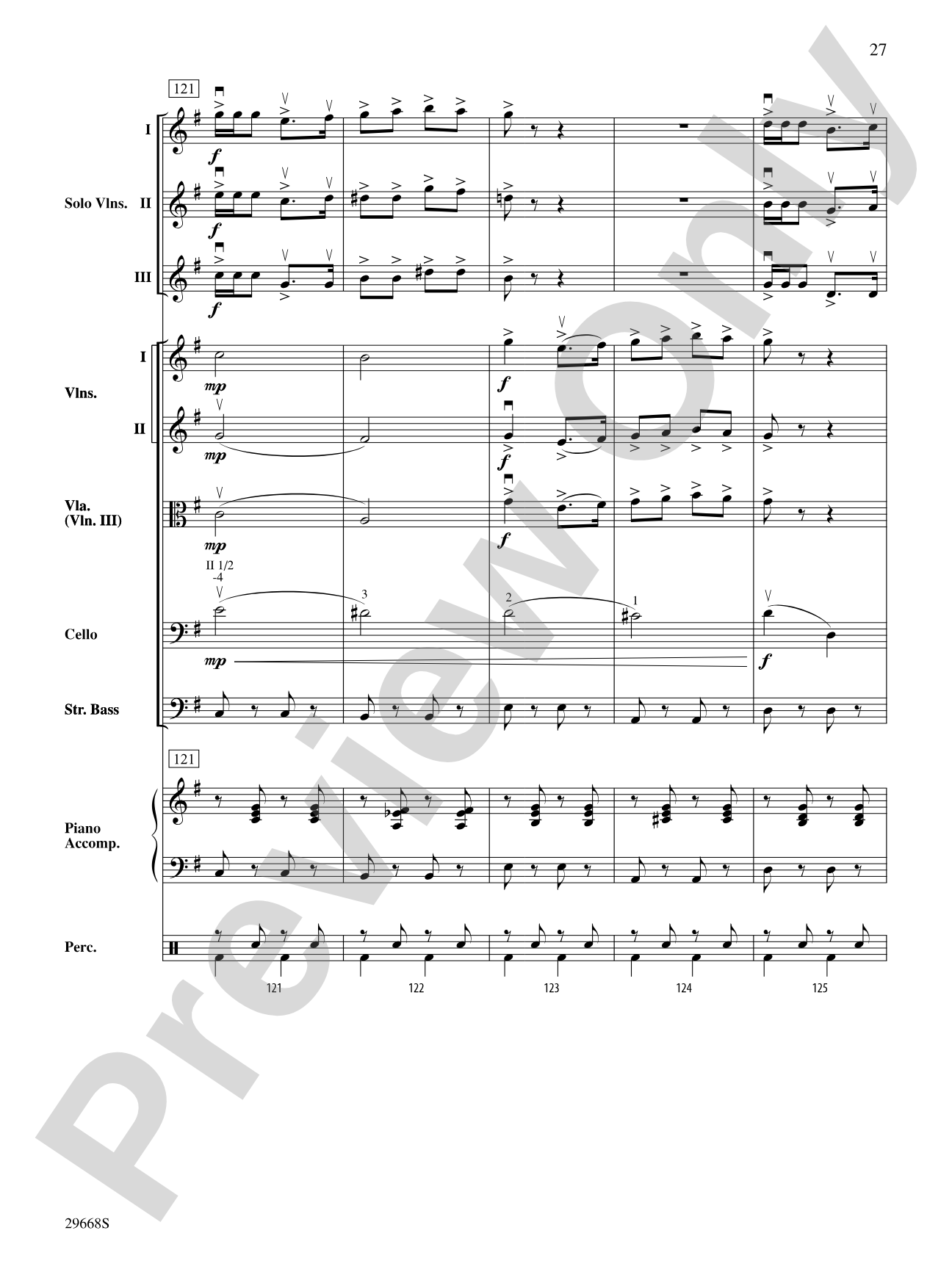 Bugler's Holiday for Three Violins and String Orchestra: String Orchestra Conductor Score & Parts