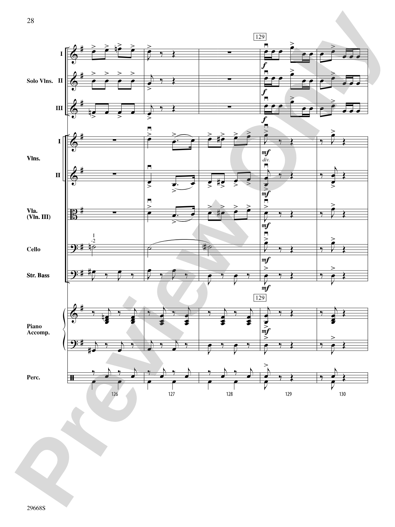 Bugler's Holiday for Three Violins and String Orchestra: String Orchestra Conductor Score & Parts