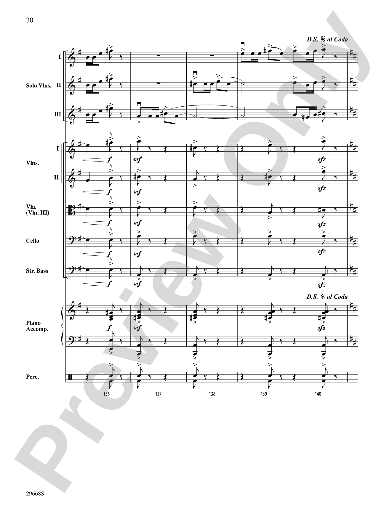 Bugler's Holiday for Three Violins and String Orchestra: String Orchestra Conductor Score & Parts