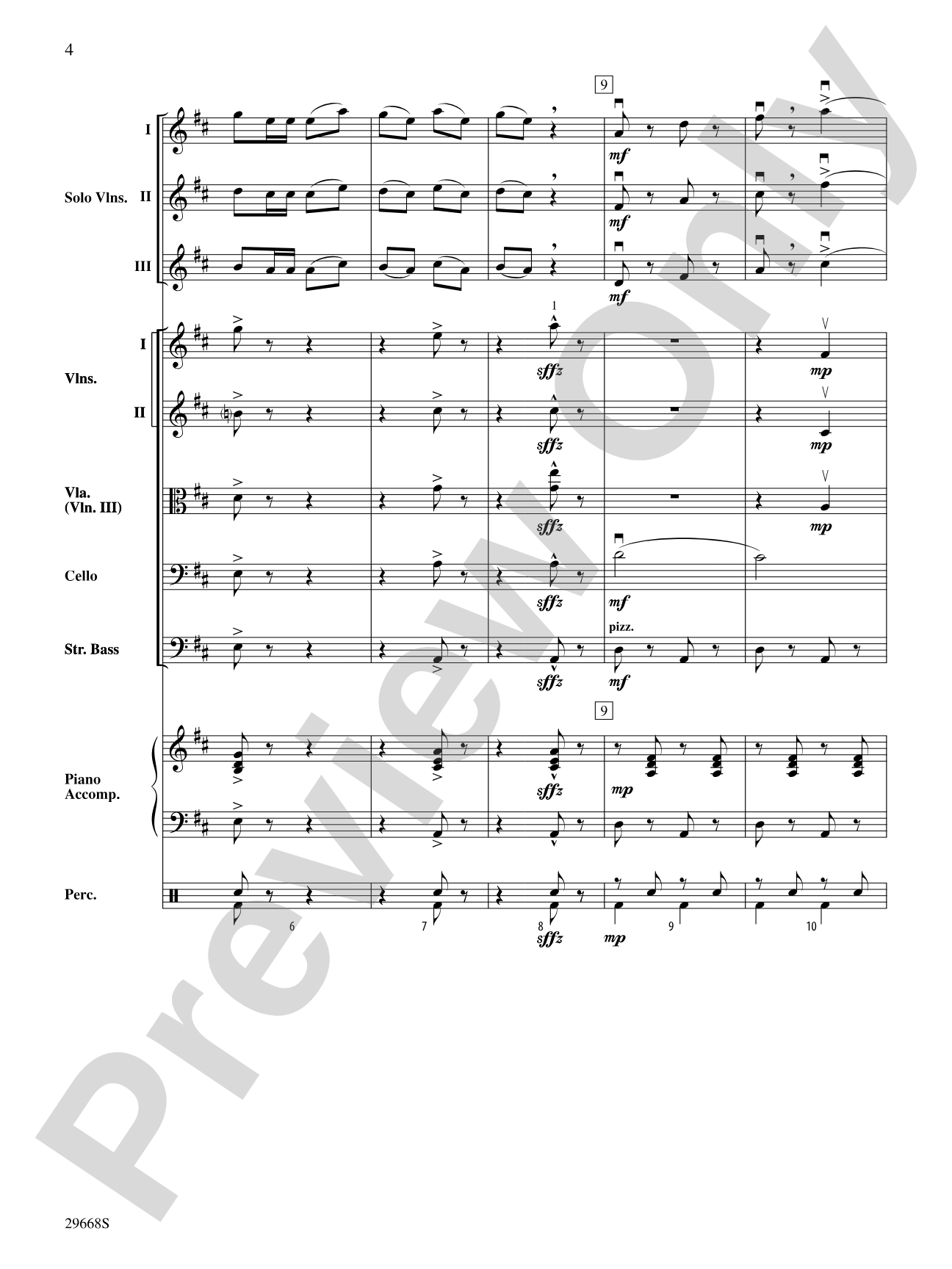 Bugler's Holiday for Three Violins and String Orchestra: String Orchestra Conductor Score & Parts
